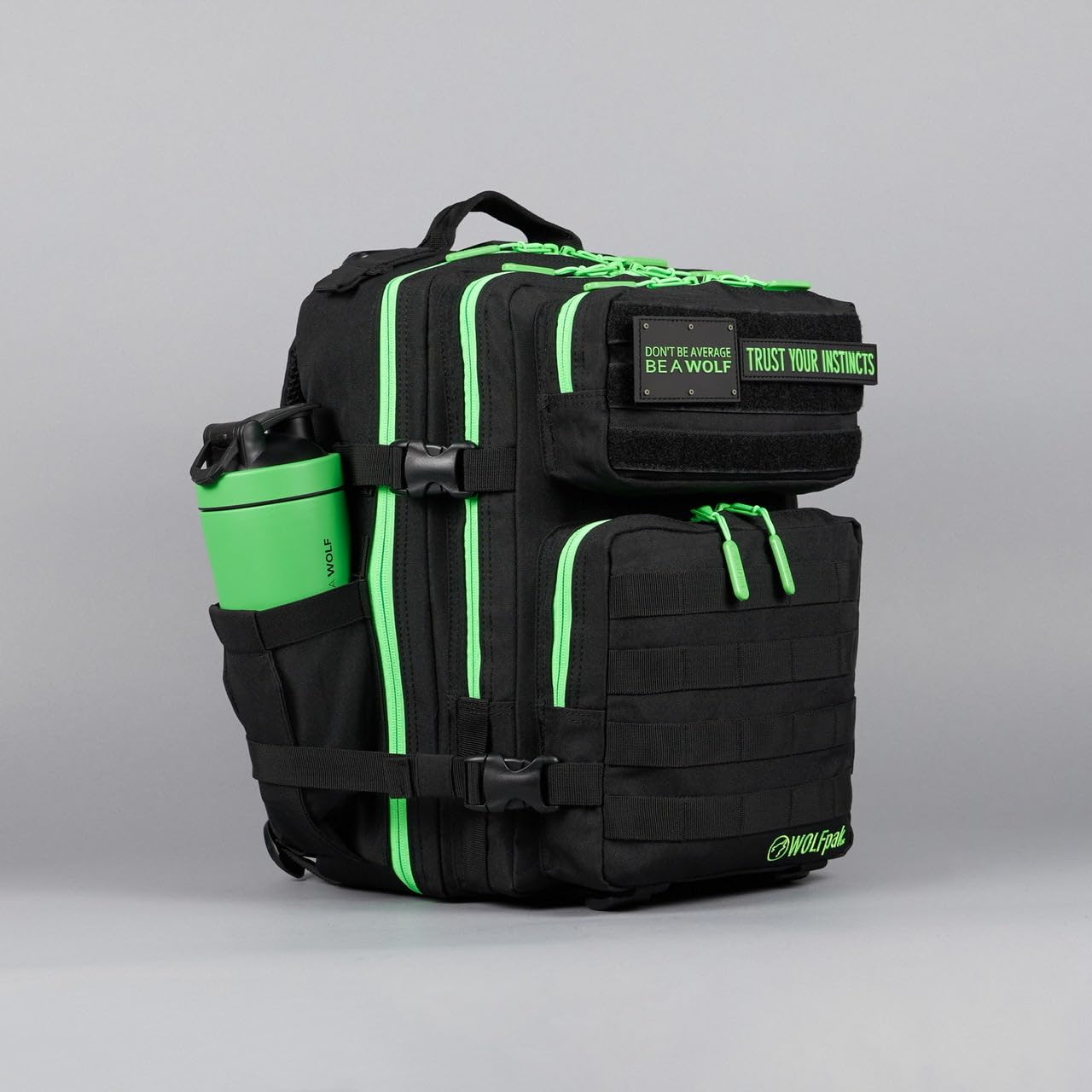 WOLFpak 25L Tactical Backpack - Durable Waterproof Hiking Backpack for Men & Women (Black Neon Green) - Perfect for Outdoor Adventures, Travel & Daily Commute