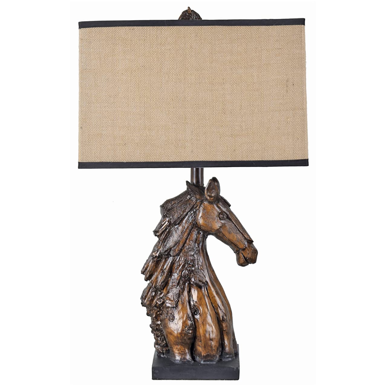 BLACK FOREST DECOR Sculpted Horse Table Lamp - Handcrafted Wooden Nightstand Light for Bedroom, Living Room & Office Decor
