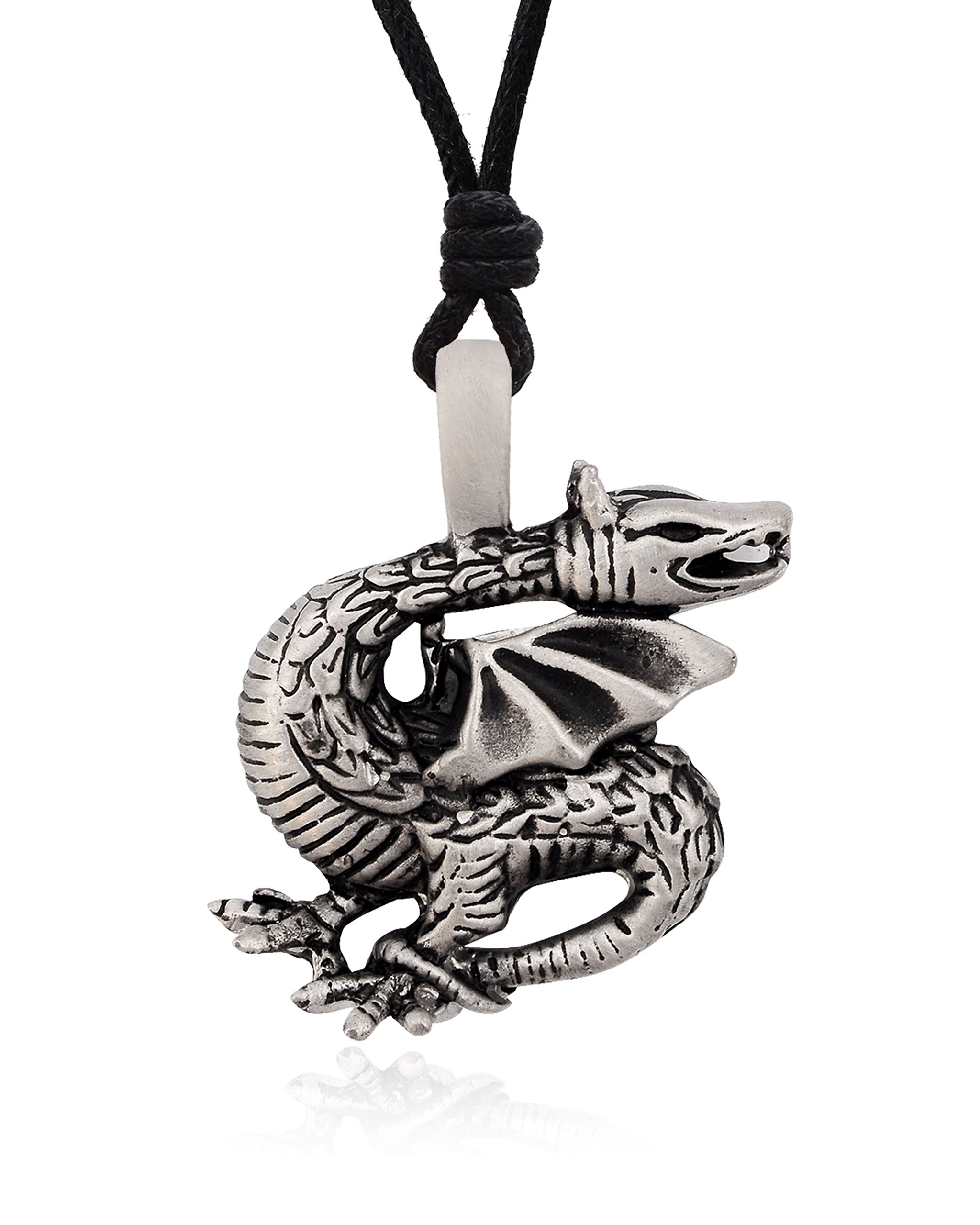 Stylish Dragon Silver Pewter Charm Necklace for Women - Elegant Pendant Jewelry Gift for Birthday, Anniversary & Cosplay Costume Accessories