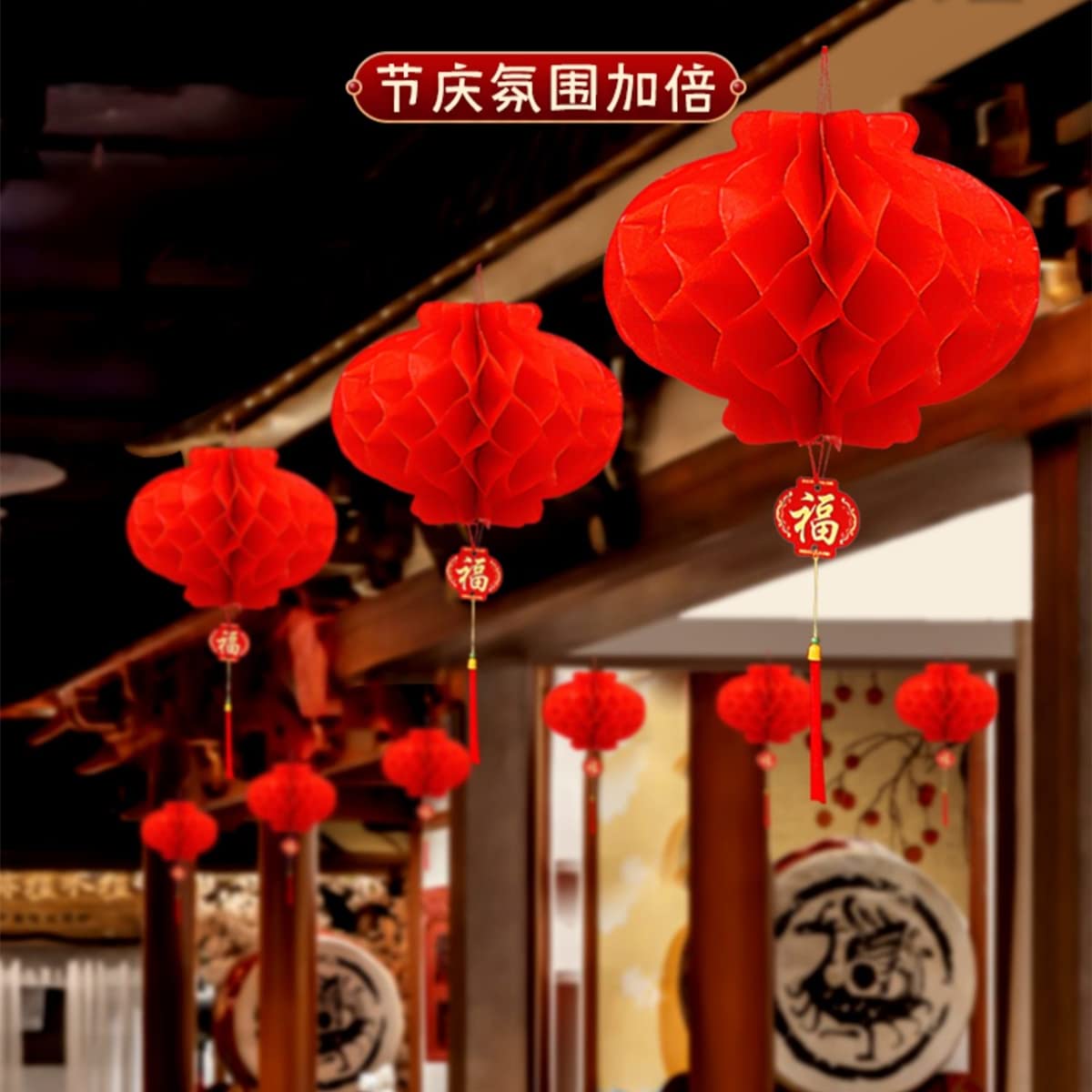 KYMY 40pcs Chinese Red Paper Lanterns - 15cm(5.9inch) Round Hanging Decorations for Lunar New Year 2025, Spring Festival, Lantern Festival, Wedding & Party Decor | Traditional Asian Home Decor, Garden, Restaurant & Event Decoration
