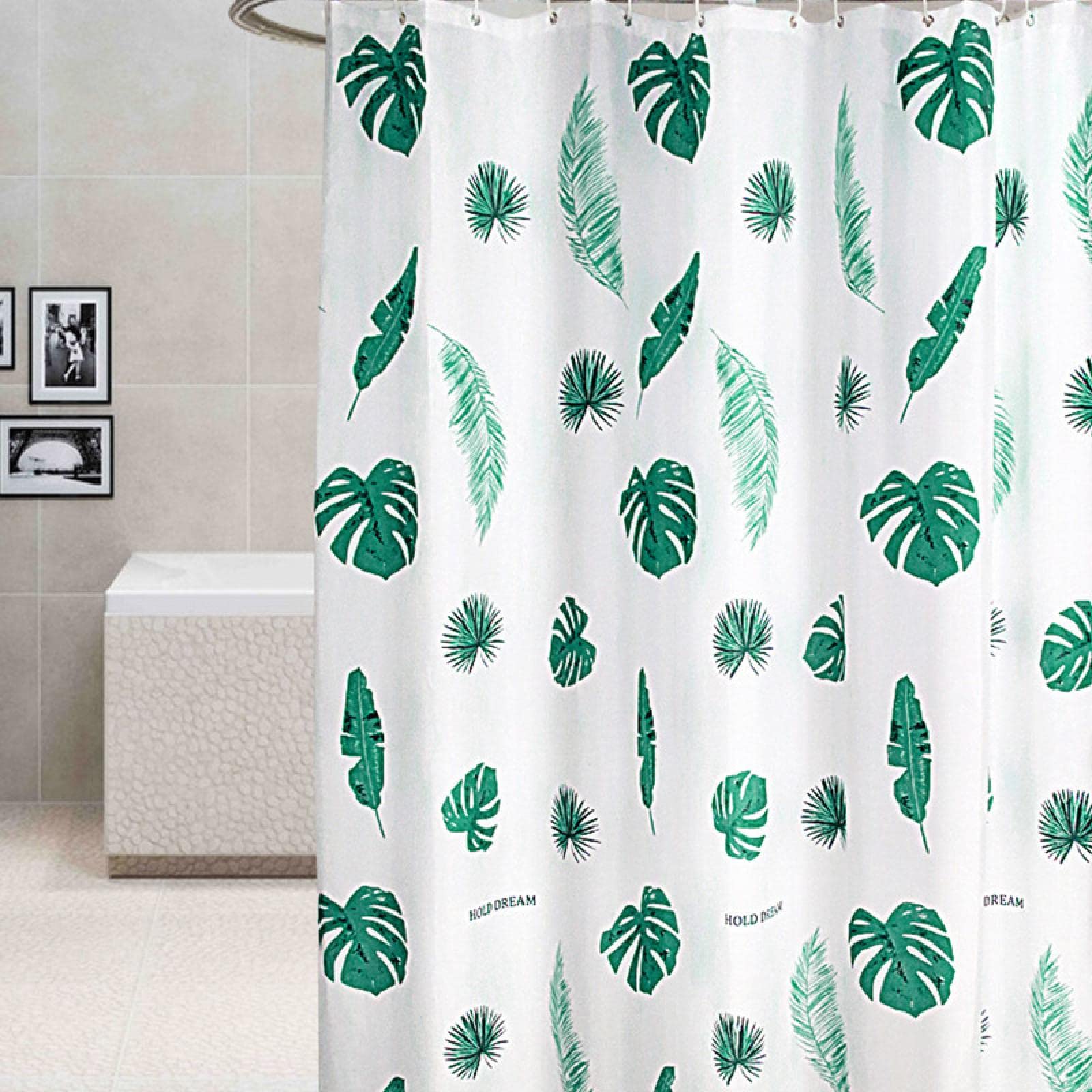 Tropical Leaves Shower Curtain - Waterproof Polyester Bathroom Decor with Hooks, 59x78 Inches (WxH) - Perfect for Beach Theme Bathrooms & Spa-Like Showers