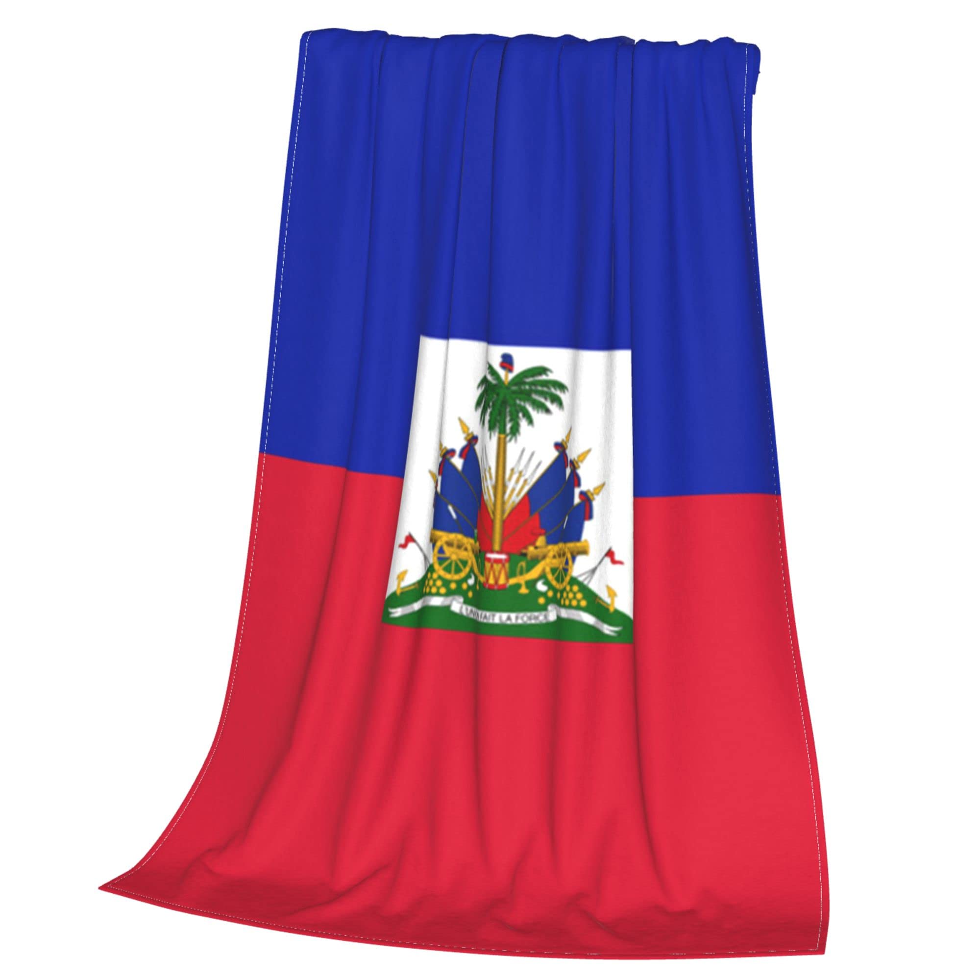 Soft Flannel Fleece Blanket - Queen/King Size Cozy Throw with Haiti Flag Design | All-Season Fuzzy Plush Blanket for Couch, Sofa & Bed | Perfect for Home Decor, Gifts & Winter Warmth