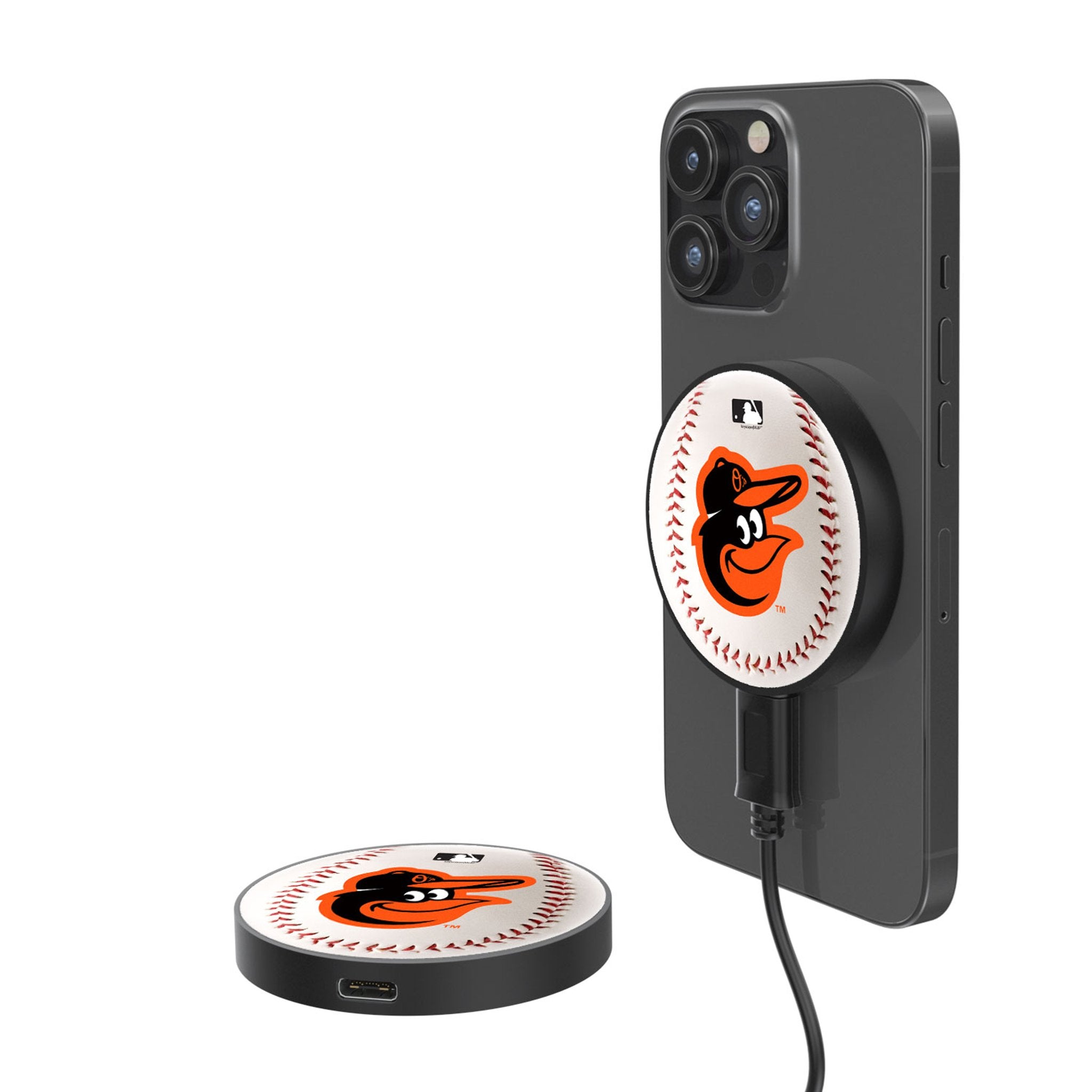 Baltimore Orioles Baseball 15W Wireless Magnetic Charger - Fast Qi Charging for iPhone & Android - Perfect for Home, Office & Travel