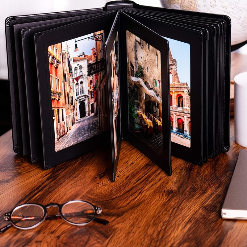 Premium Faux Leather Slip-In Photo Album - Holds 4x6 & 5x7 Pictures - Perfect for Wedding, Baby, Travel Memories & Scrapbooking - Acid-Free Archival Quality Pages