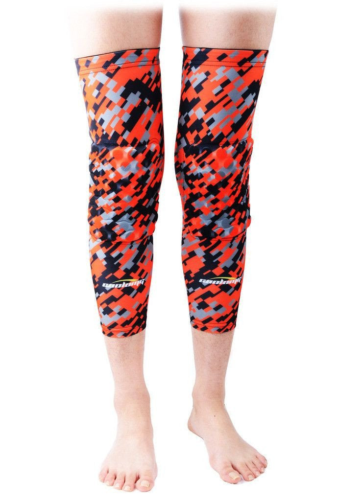 Camo Orange Black Knee Pads Sleeves - 2 Pairs Heavy Duty Protective Gear for Construction, Gardening, Sports & Outdoor Activities