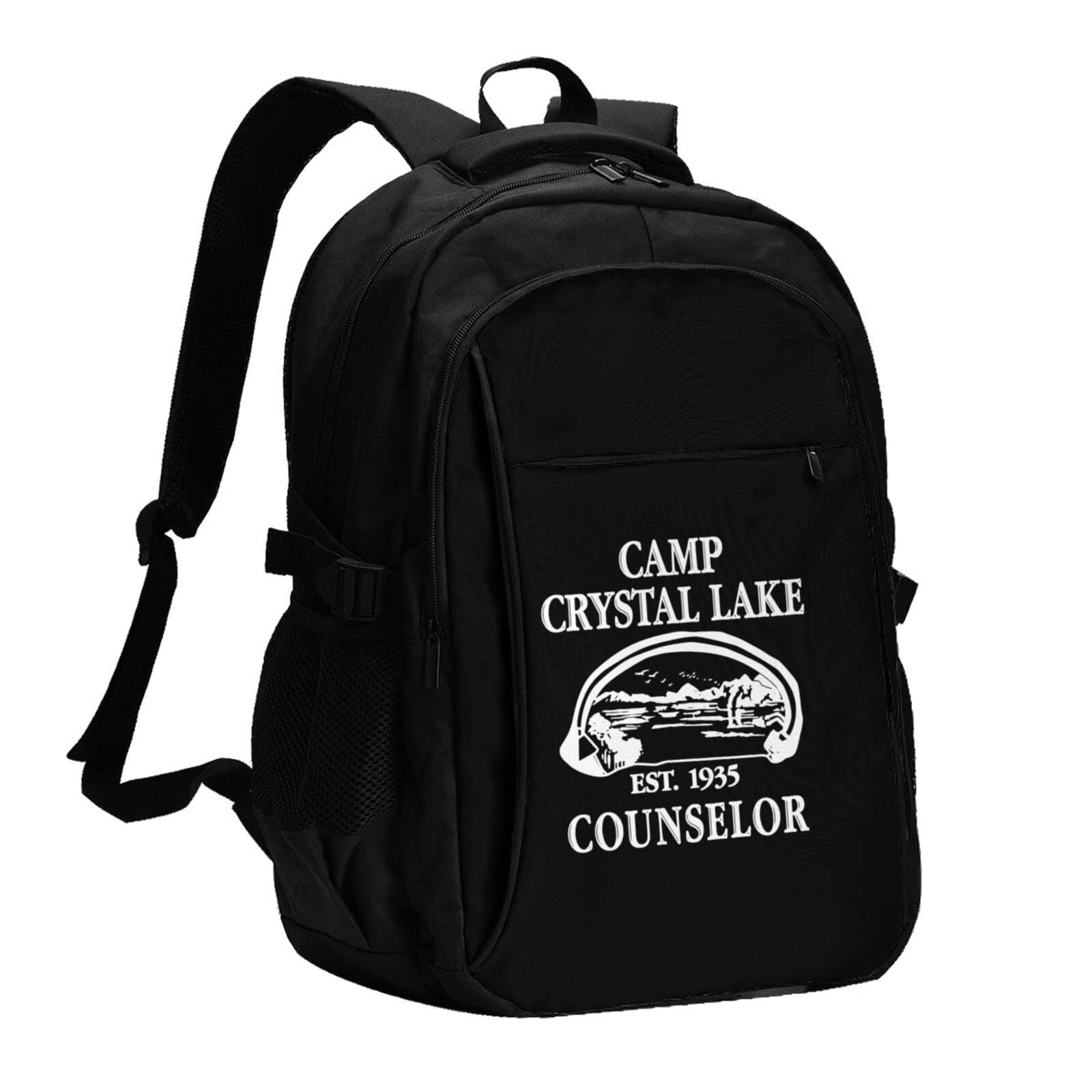 Camp Crystal Lake USB Charging Backpack - Lightweight School Bookbag for Men & Women - Perfect for College, Travel & Daily Commute