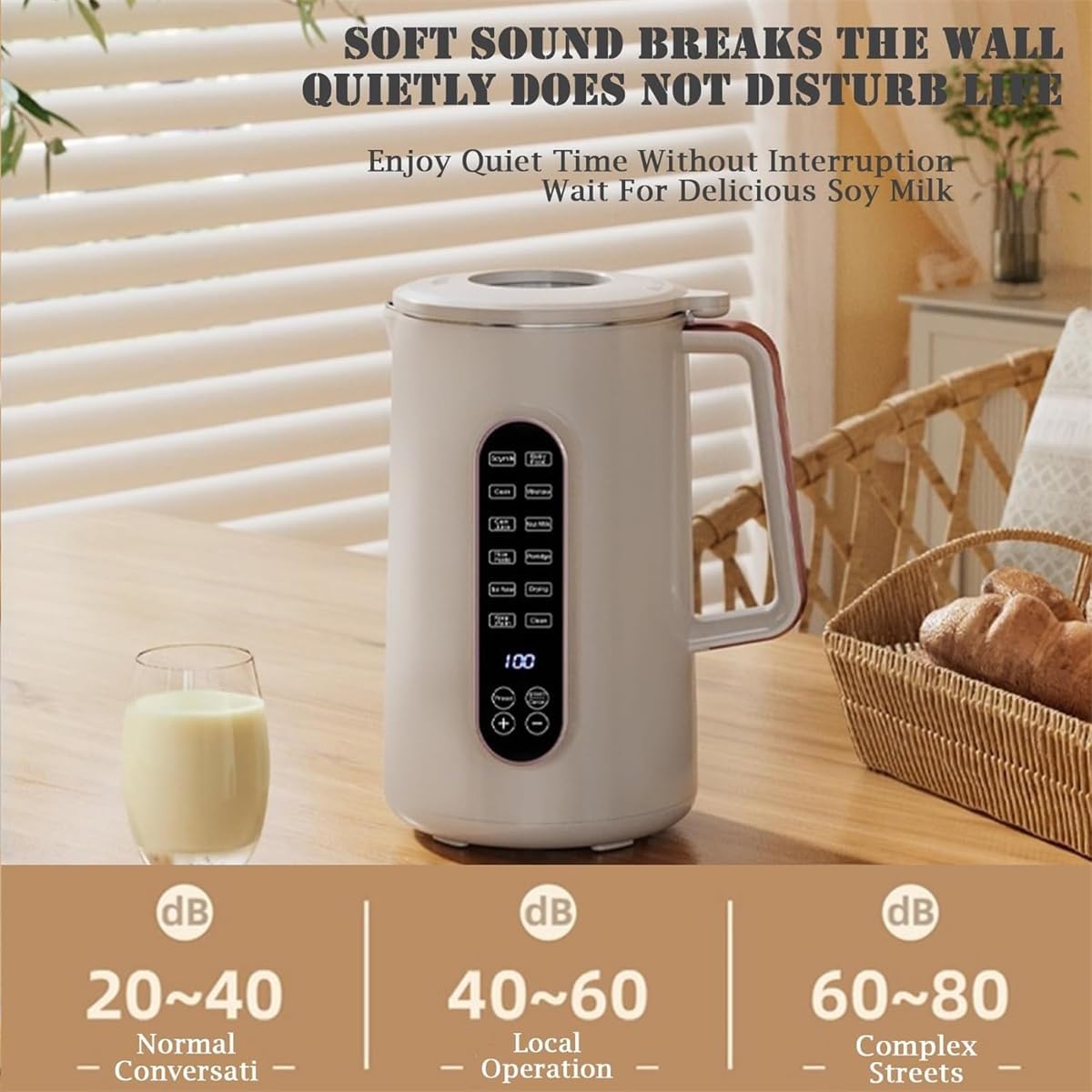 8-in-1 Automatic Nut Milk Maker Machine - Almond, Soy, Oat Milk Maker with 12H Delay Start, Keep Warm & Auto Clean | Quiet Operation, No Straining Needed | Perfect for Vegan, Keto & Healthy Lifestyles (1 Set)