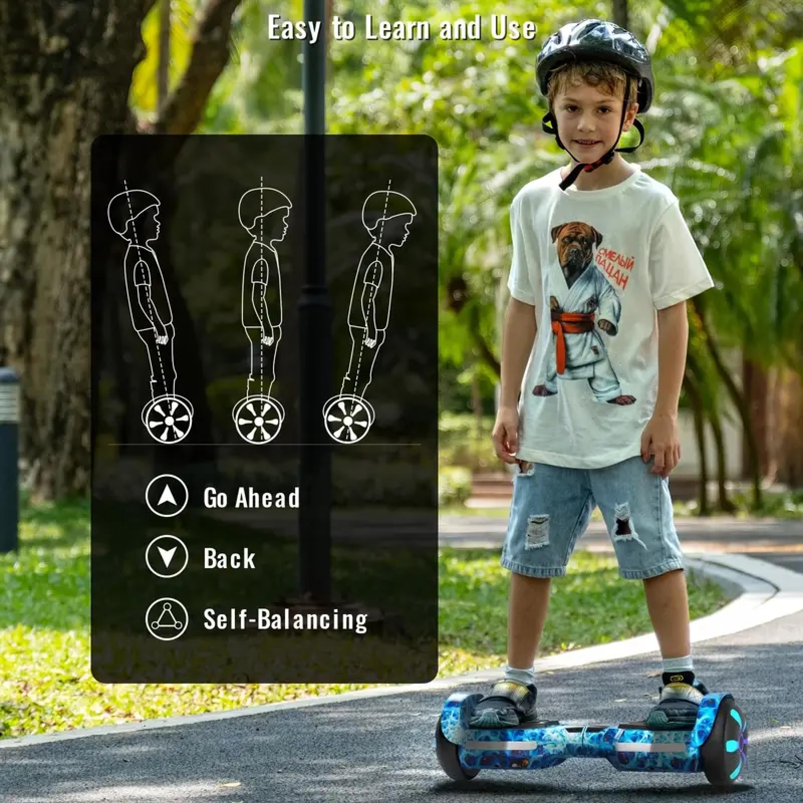 Self Balancing Scooter with Bluetooth & Colorful LED Lights - Electric Hoverboard for Kids, Teens & Adults - Perfect Gift for All Ages - Ride to School, Park & Outdoor Adventures