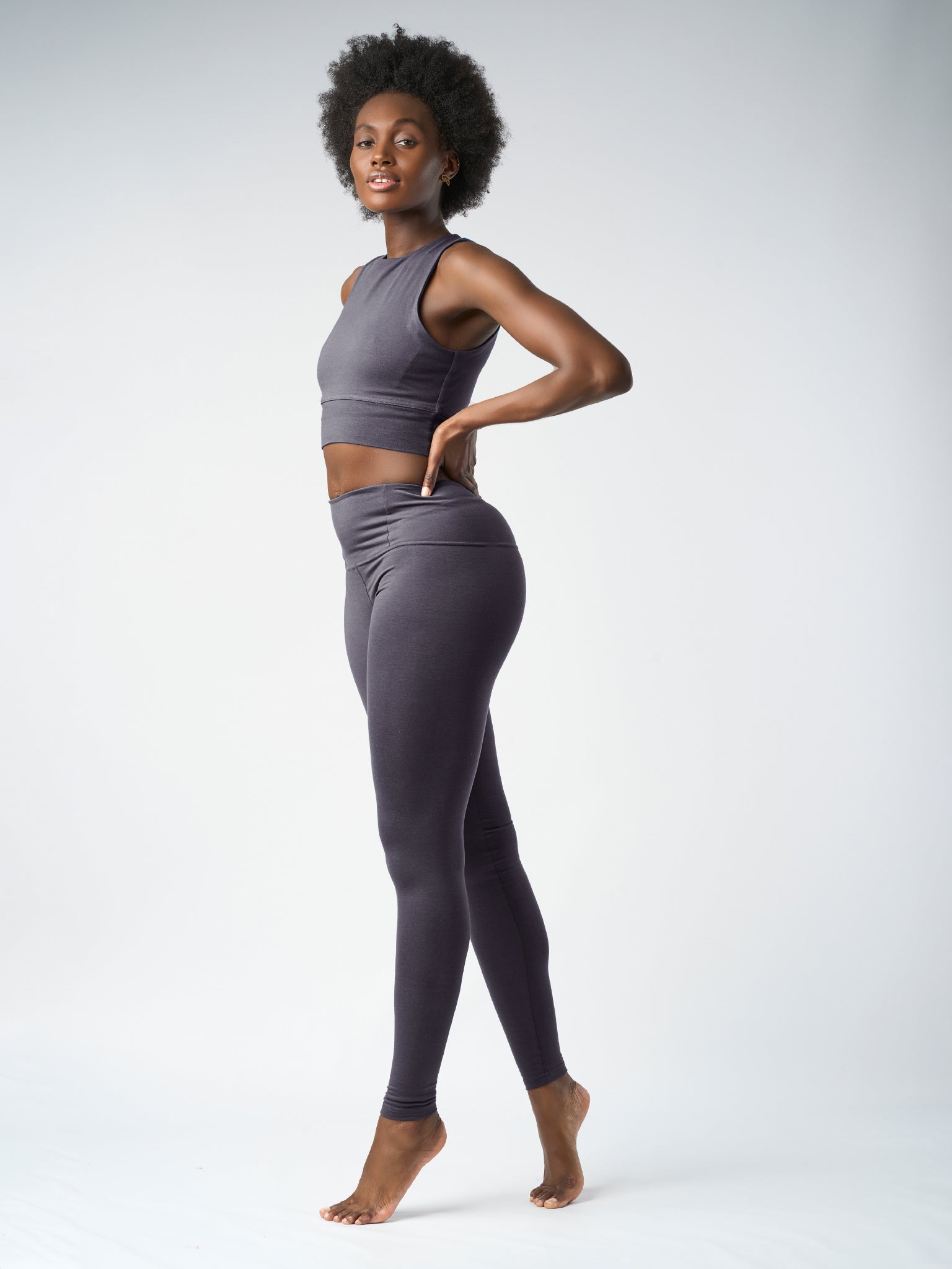 Gossypium Rhythm Yoga Leggings for Women - High Waisted Stretchy Workout Pants in Ash Grey | Perfect for Yoga, Pilates & Gym