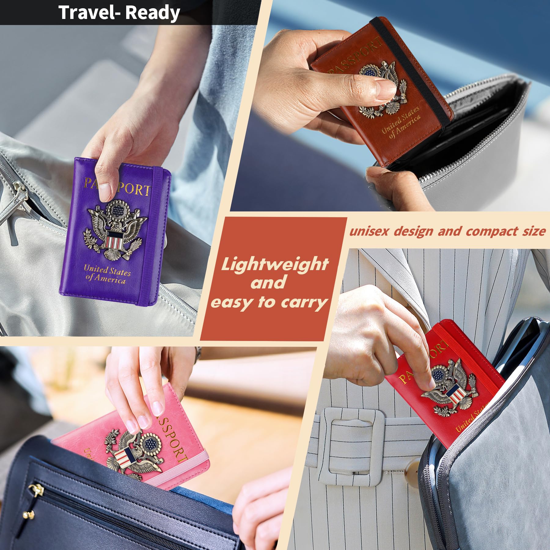 RFID Blocking Passport Holder & Travel Wallet - Personalized Family Passport Organizer Case for Men & Women | Perfect for Air Travel, Vacations & International Trips (Red)