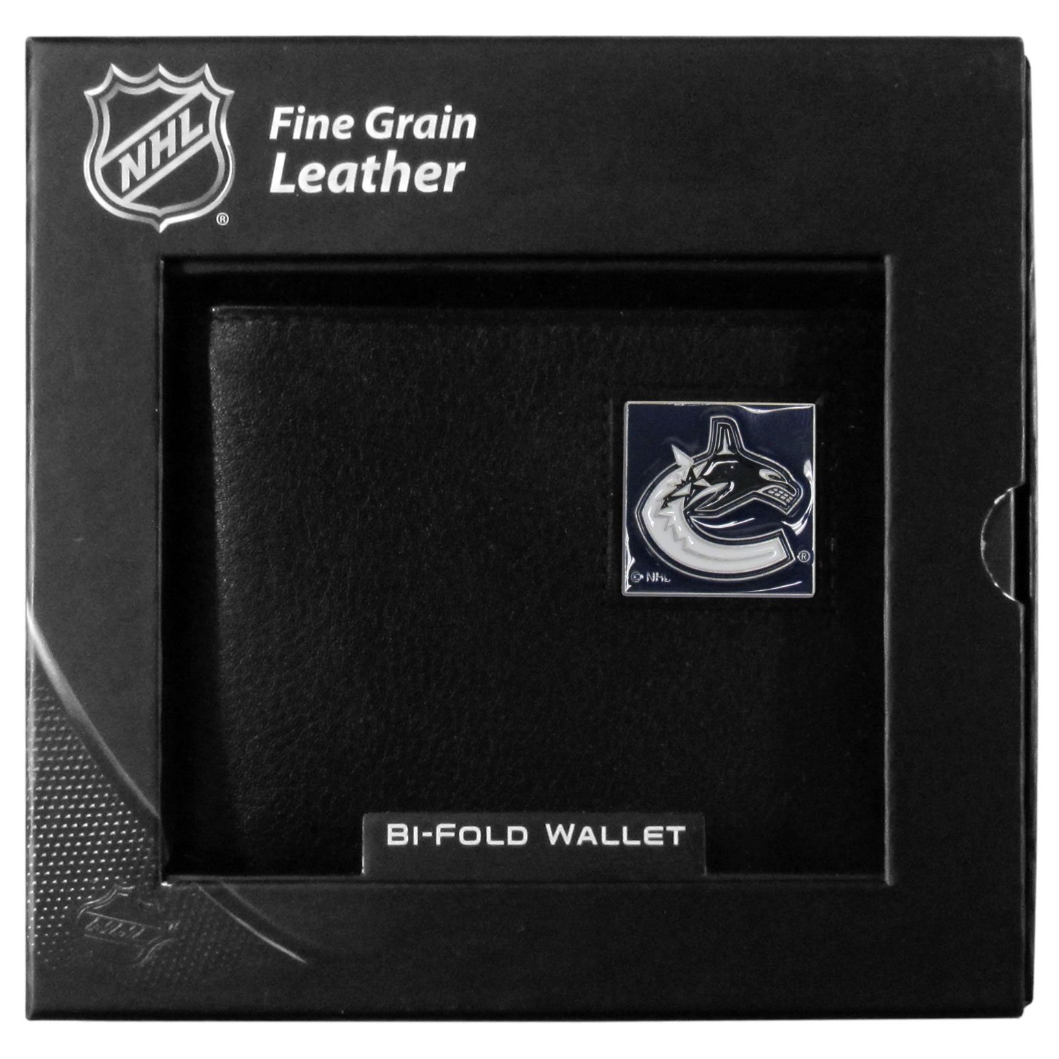 NHL Genuine Leather Bi-Fold Wallet for Men - Premium RFID Blocking Credit Card Holder with Gift Box - Perfect for Hockey Fans, Everyday Carry & Gifts
