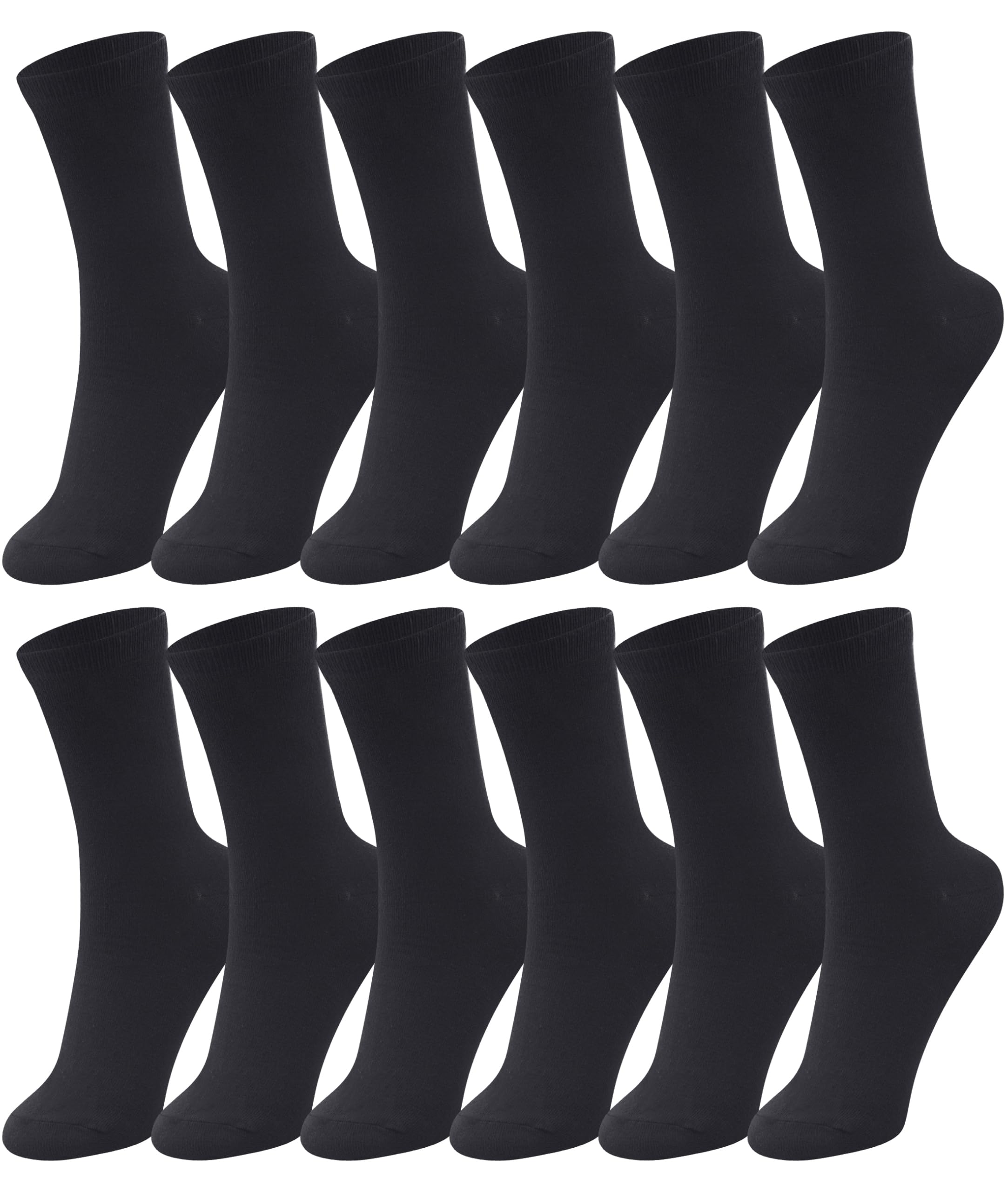 Duufin 12 Pairs Men's Crew Socks - Breathable Mid Calf Athletic Socks for Casual, Workout & Everyday Wear - Lightweight Comfort for Running, Gym & Office Use