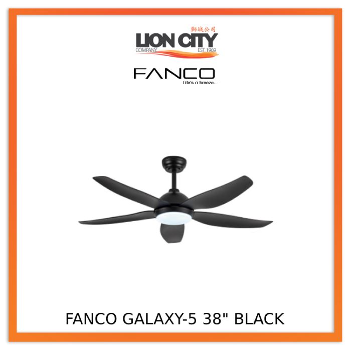 Fanco Galaxy 5 38/48/56 Inch DC Motor LED Ceiling Fan with Remote Control - Energy Efficient Quiet Operation for Bedroom, Living Room & Outdoor Patio