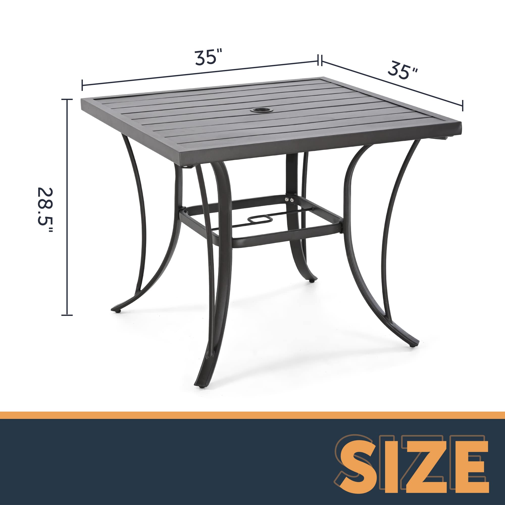 HAPPATIO 4-Person Square Patio Dining Table - 35