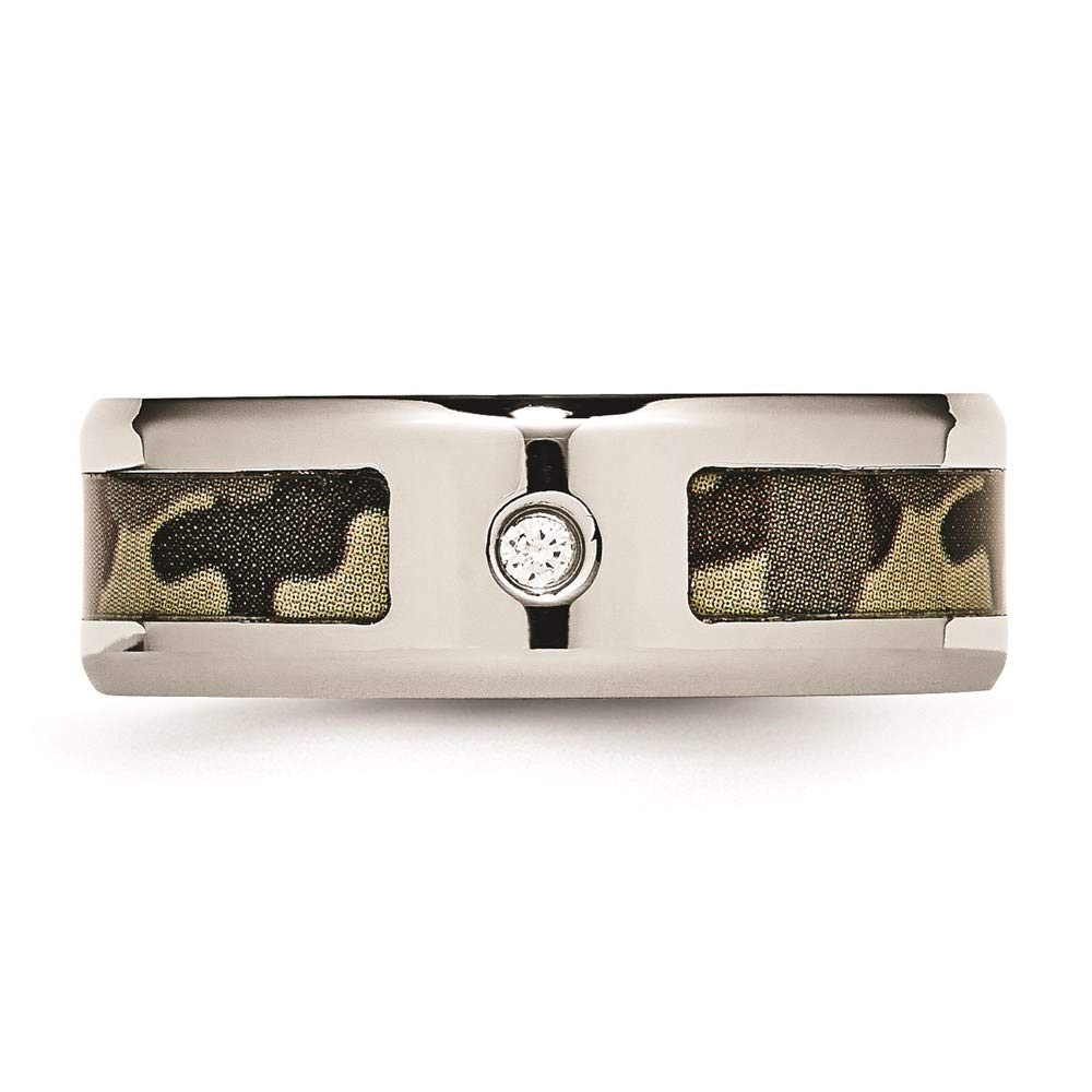 Stainless Steel Cubic Zirconia Brown Camouflage Rubber Wedding Band Ring for Women - Elegant Bridal Jewelry, Perfect for Engagement, Anniversary & Everyday Wear