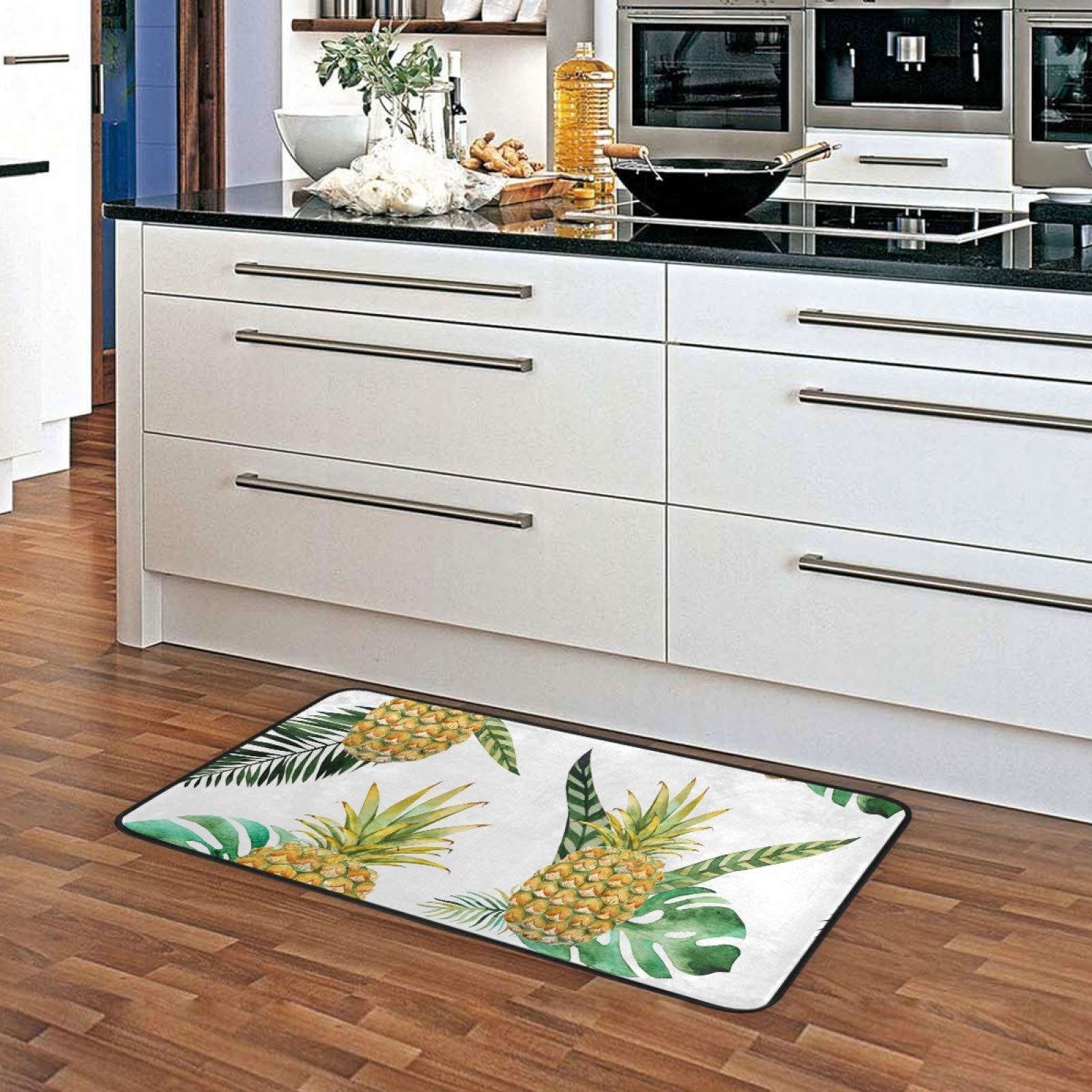 Non-Slip Kitchen Rug Mats 39x20 Inch - Tropical Pineapple Design Soft Bathroom Doormat & Runner for Home Decor - Perfect for Kitchens, Bathrooms & Entryways