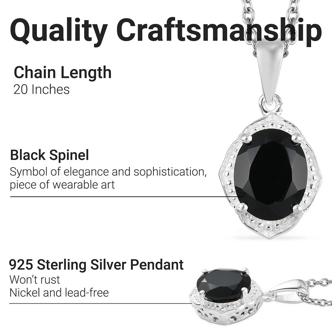 Shop LC Platinum Plated 925 Sterling Silver Black Spinel Necklace for Women - 20 Inch Elegant Promise Pendant, Perfect Birthday Gift for Her | Ideal for Parties, Anniversaries & Special Occasions