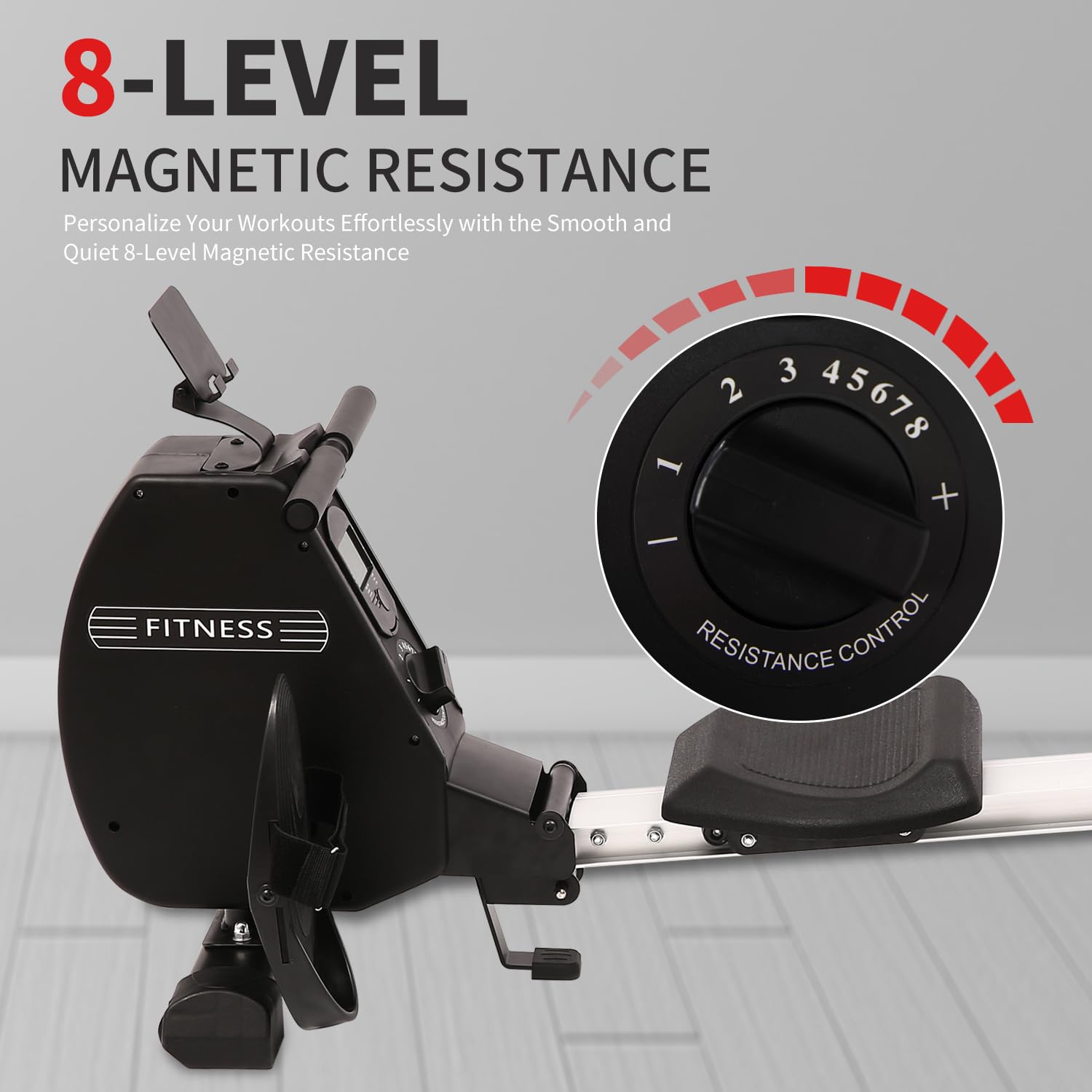 Premium Magnetic Rowing Machine for Home - 350 LB Weight Capacity, 8-Level Quiet Resistance, Tablet Holder & Comfortable Seat Cushion - Perfect for Home Gym, Cardio Workouts & Full-Body Training