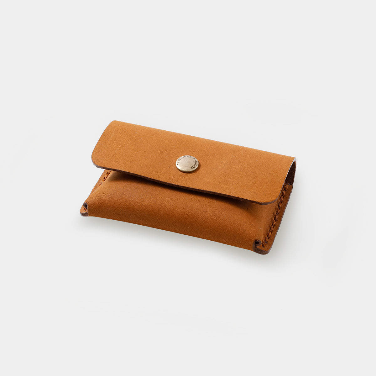 TRAVELER'S COMPANY Premium Leather Card Case in Camel - Slim & Durable Wallet for Credit Cards, ID & Cash - Perfect for Travel, Business & Everyday Use