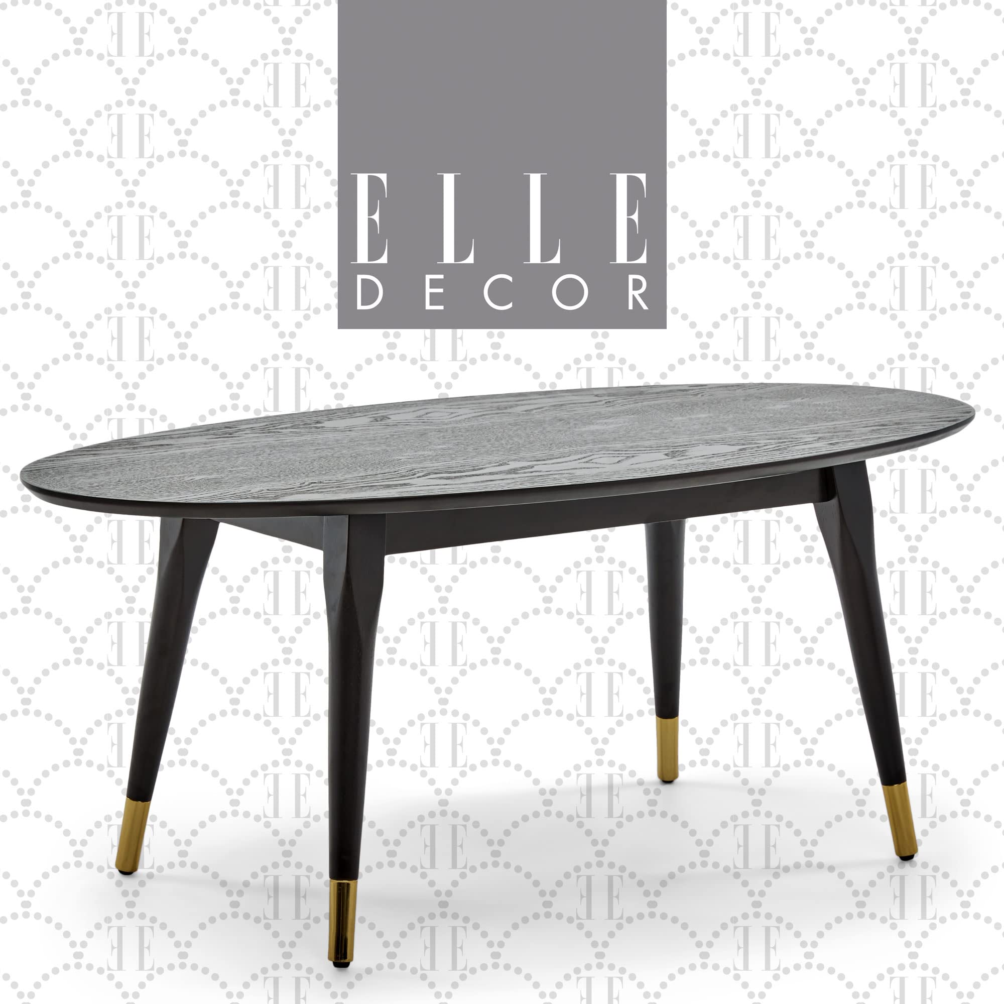Elle Decor Clementine Mid-Century Modern Oval Coffee Table in Cocoa Finish - Stylish Living Room Furniture for Small Spaces & Contemporary Home Decor