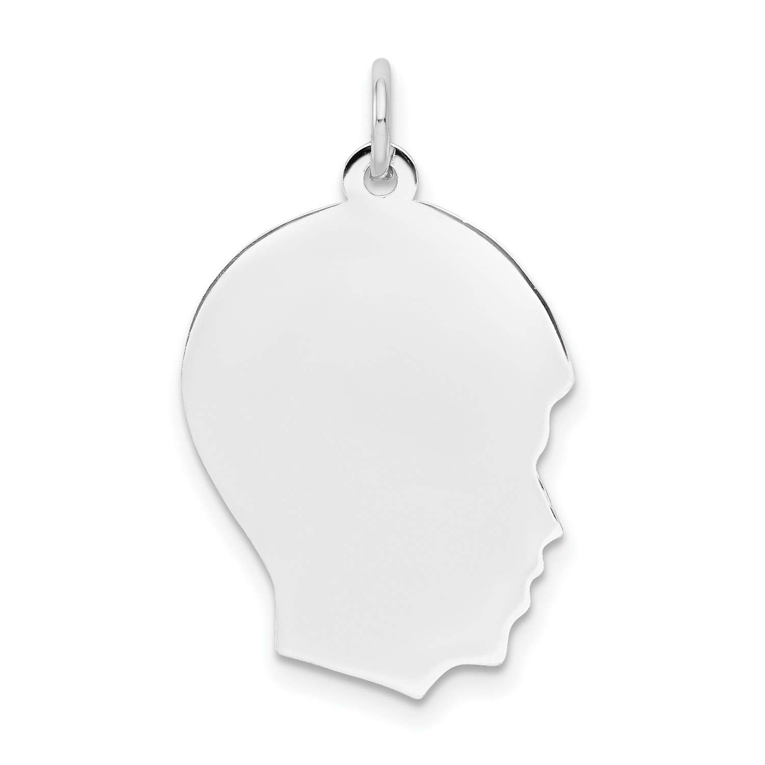 14K White Gold Engravable Boy Charm - Medium Size 23mm x 17mm - Right Facing Pendant for Necklace, Bracelet & Jewelry Making - Perfect Gift for Baby Shower, Christening & Newborn Celebrations