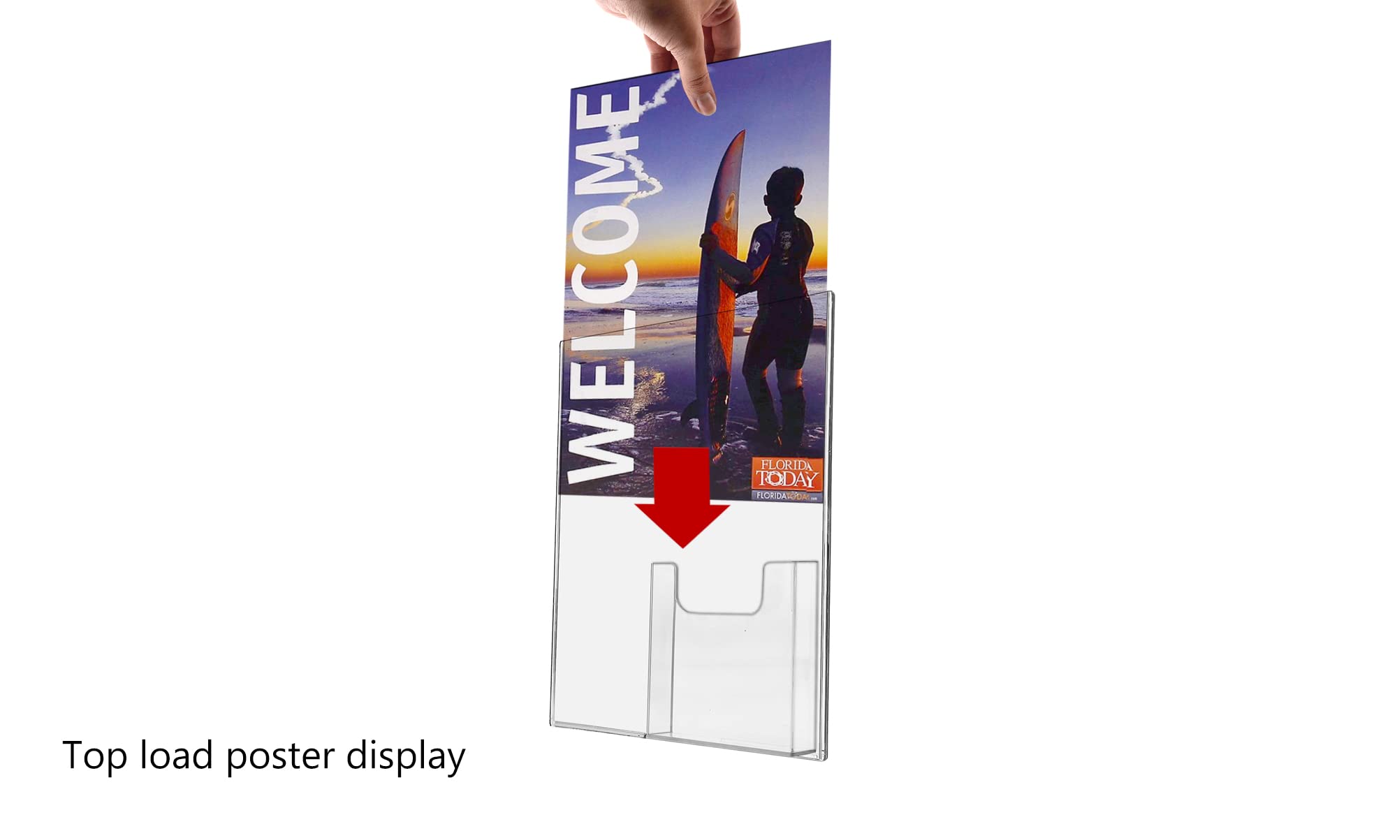 2 Pack Clear Acrylic Wall Sign Holder 8.5 x 11 Inch with Double Sided Tape & Trifold Pocket - Perfect for Museums, Tourist Attractions, Retail Stores and Office Bulletin Boards