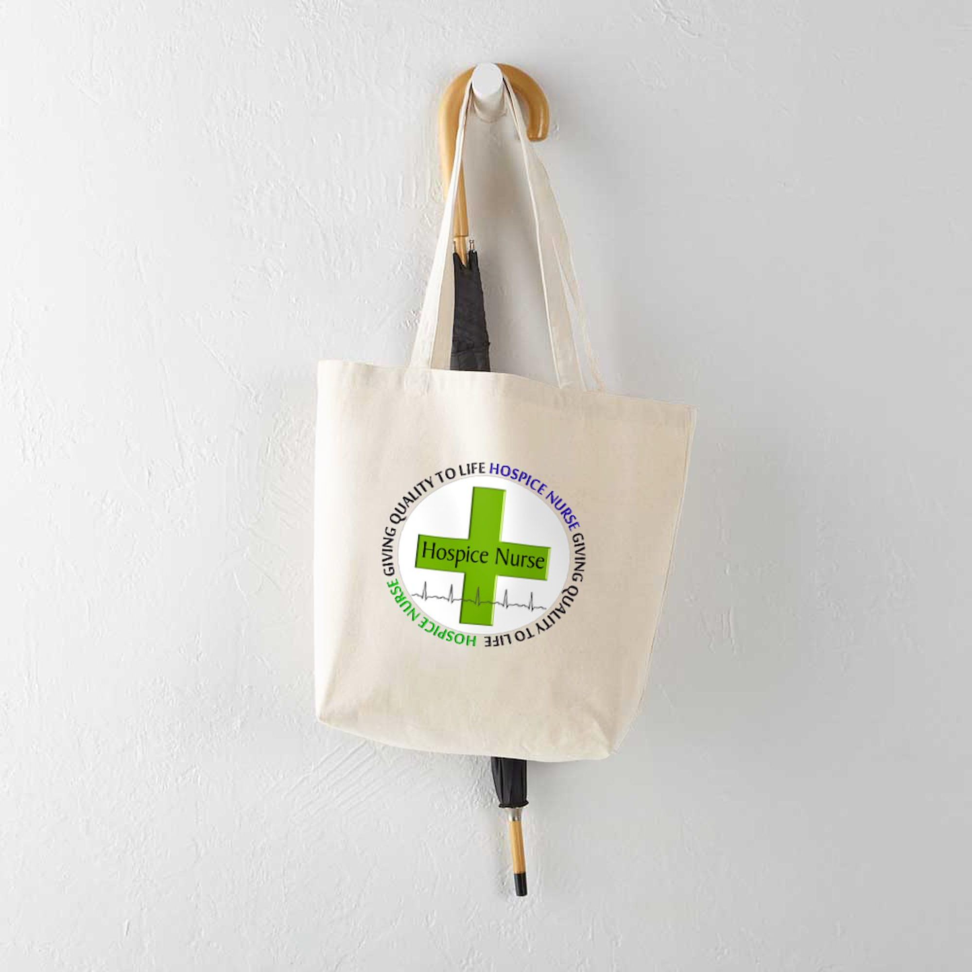 Hospice Nurse Tote Bag - Natural Canvas Reusable Shopping Bag for Giving Quality Life | Perfect for Work, Groceries & Everyday Use