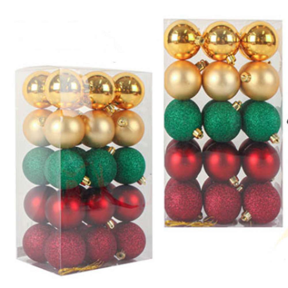 30-Piece Christmas Ornament Set - 6cm Red, Gold, Green Holiday Decor Balls for Tree, Home, and Party Decoration