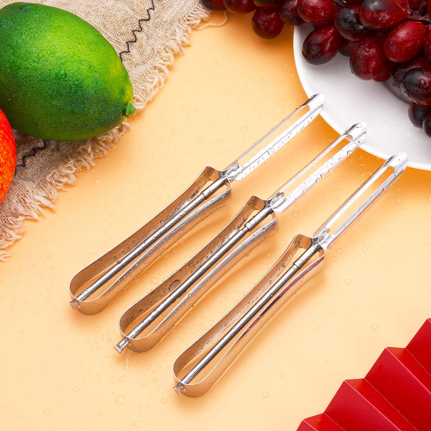 Premium Stainless Steel Rotary Peeler - 10 Pack for Fruits & Vegetables - Effortless Peeling for Carrots, Potatoes, Apples - Durable Kitchen Tool for Home Cooking & Meal Prep