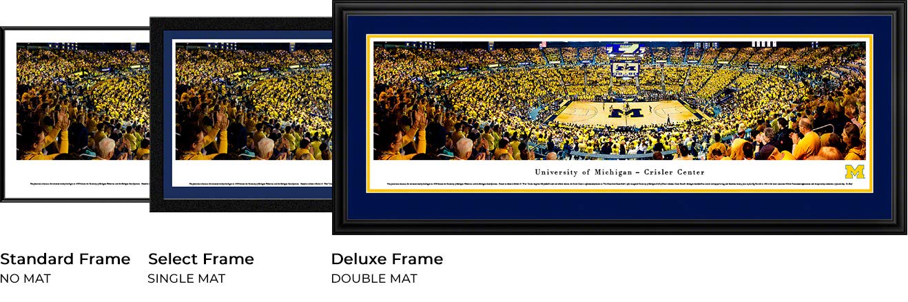 Michigan Basketball Posters & Framed Wall Art - College Sports Decor by Blakeway Panoramas - Perfect for Dorm Rooms, Game Day Decor & Fan Cave Displays