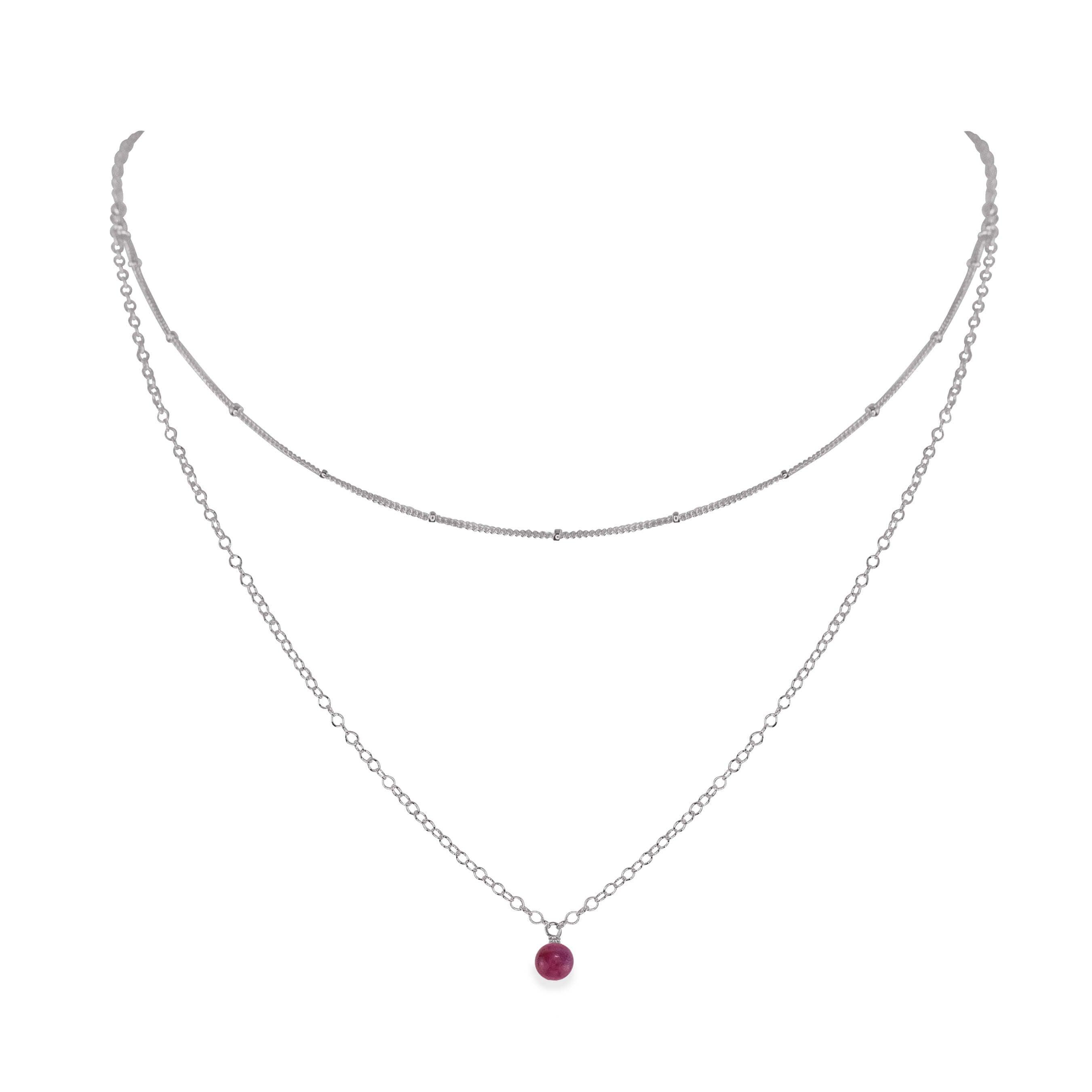 Ruby Gemstone Layered Choker Necklace - Elegant Dainty Gold Chain Jewelry for Women | Perfect for Valentine's Day Gifts, Date Nights & Special Occasions