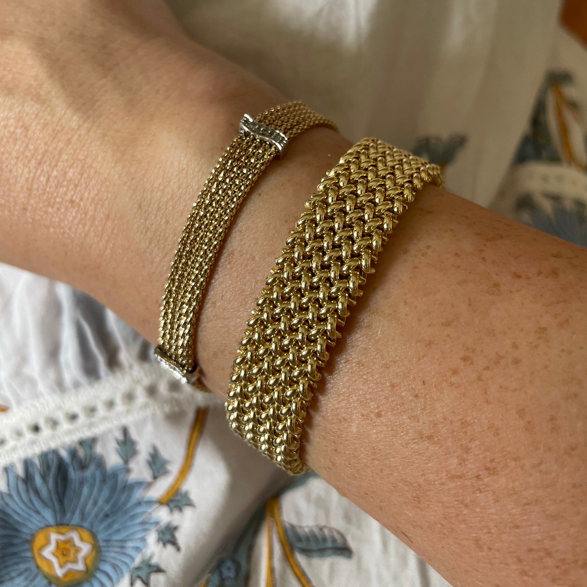 18K Yellow Gold Italian Woven Mesh Bracelet for Women - Elegant & Durable Fine Jewelry Gift for Anniversary, Birthday & Special Occasions