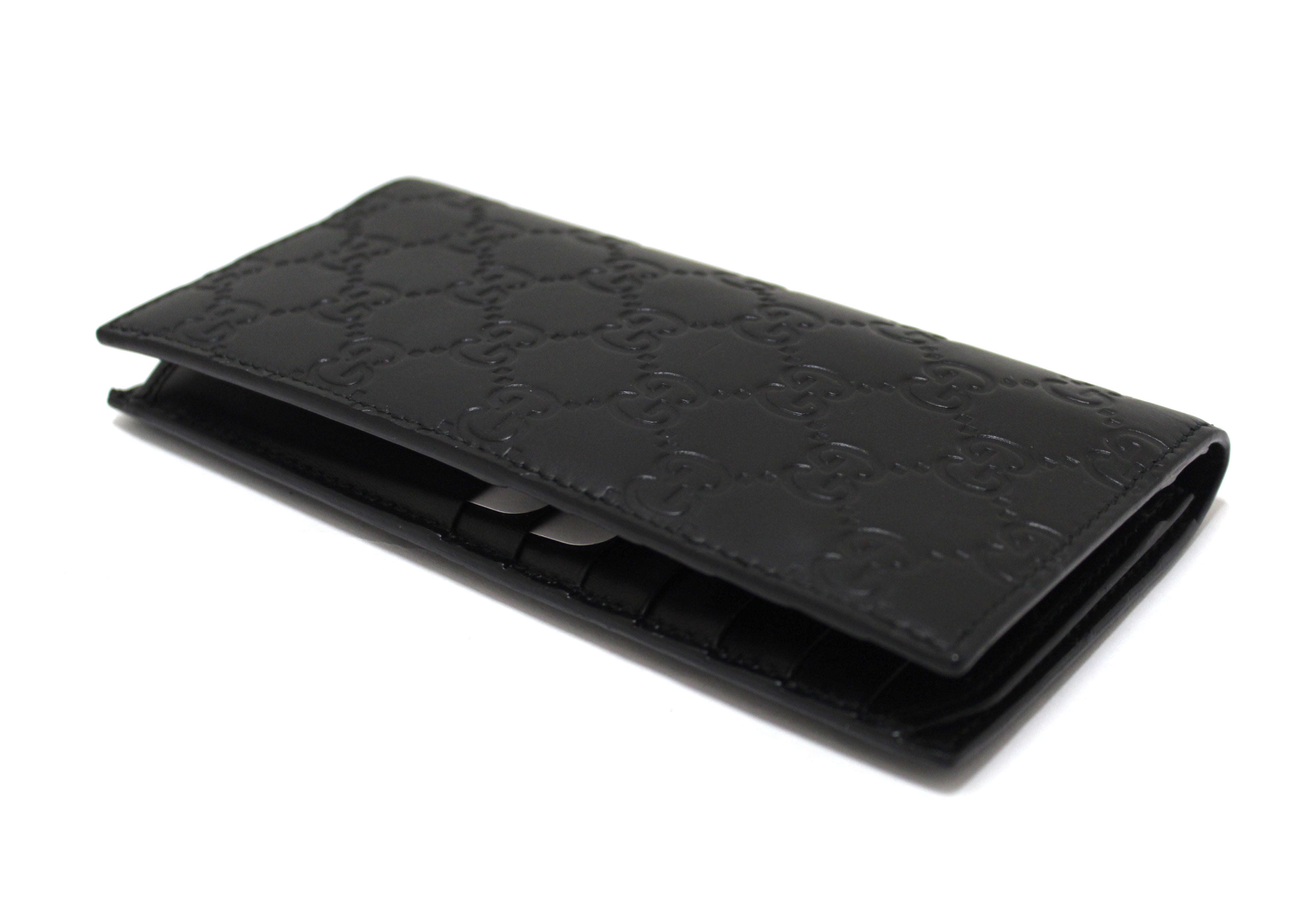 Authentic Gucci Black Guccissima Leather Long Wallet for Men & Women - Luxury Bifold Wallet with Multiple Card Slots & ID Window - Perfect for Everyday Use, Travel & Business