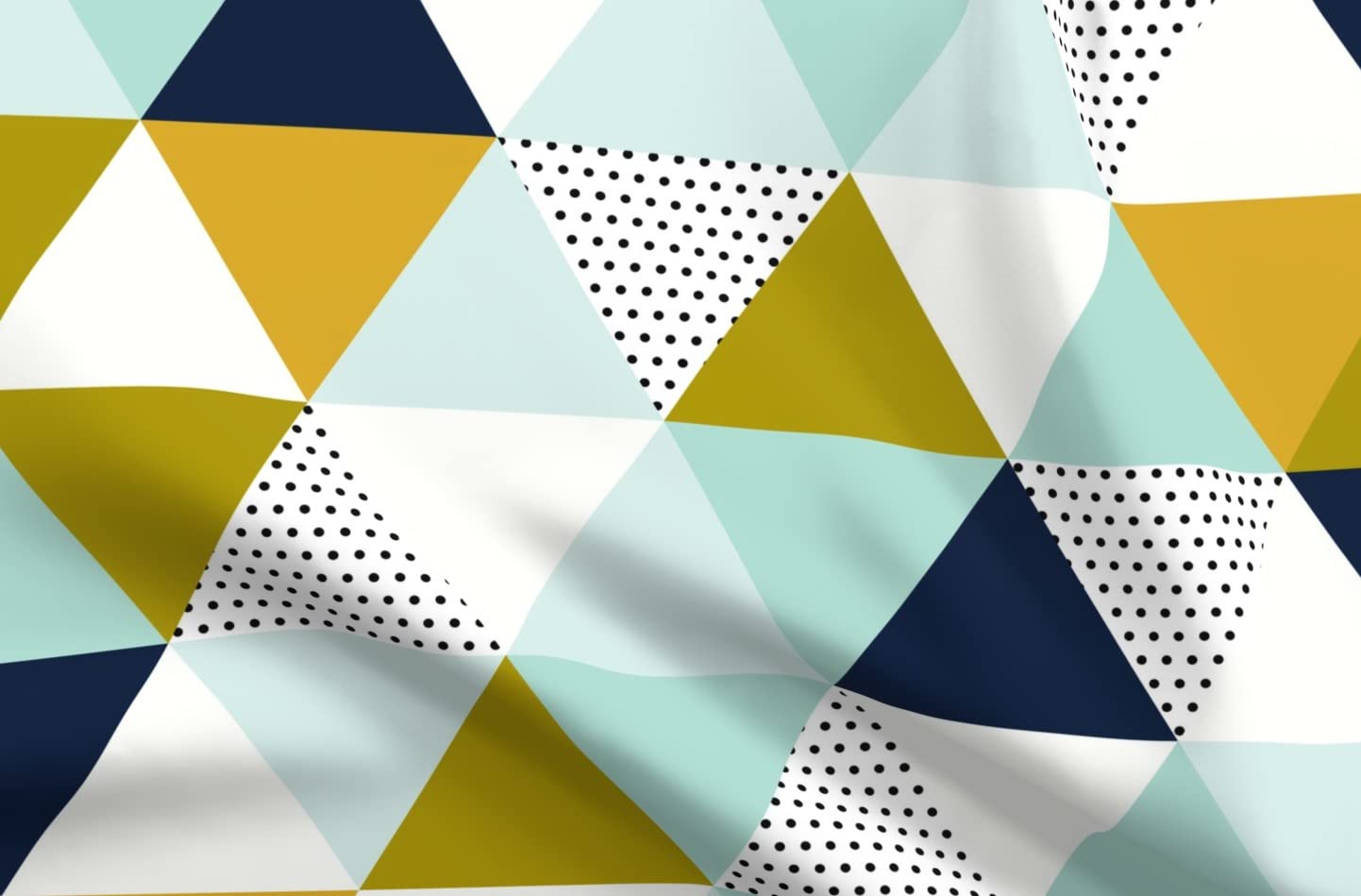 Aqua Adventure Triangle Printed Minky Fabric Fat Quarter - Navy Blue Cheater Quilt Top for Sewing Baby Blankets, Quilt Backing & Plush Projects - Soft & Cozy Fabric for DIY Crafts, Nursery Decor & Home Decorating