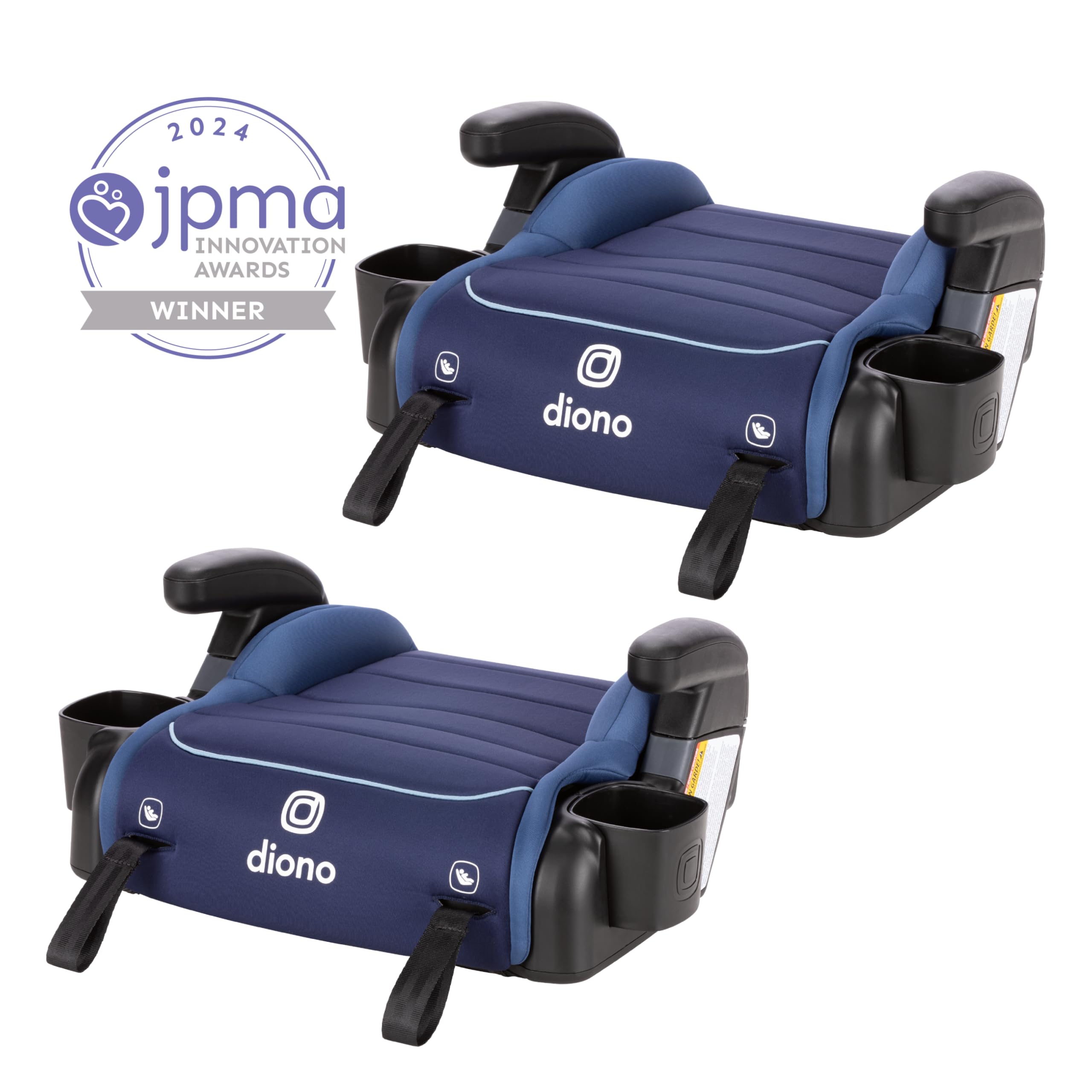 Diono Connect3 RXT Backless Booster Car Seat - 2 Pack, Slim Fit for 3-Across Seating in Mid-Size Sedans & SUVs, 40-120 lbs Child Weight Limit, Lightweight with LATCH Connectors, Blue Surge - Perfect for School Carpool, Road Trips & Everyday Commute