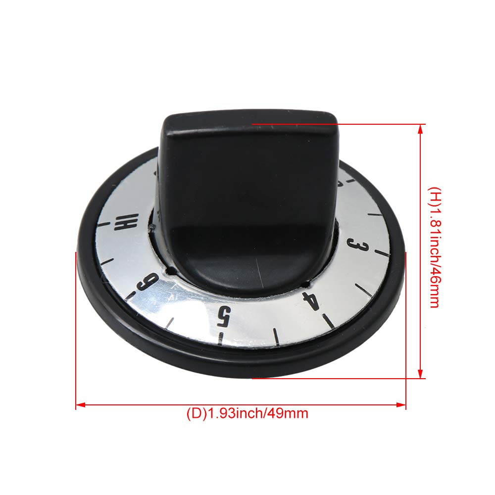 BQLZR 49x30mm Black Universal Oven Knob Replacement Kit - 5 Pack with Insert Adapters for Range, Stove, Burner - Perfect for Kitchen Appliance Repair & DIY Upgrades