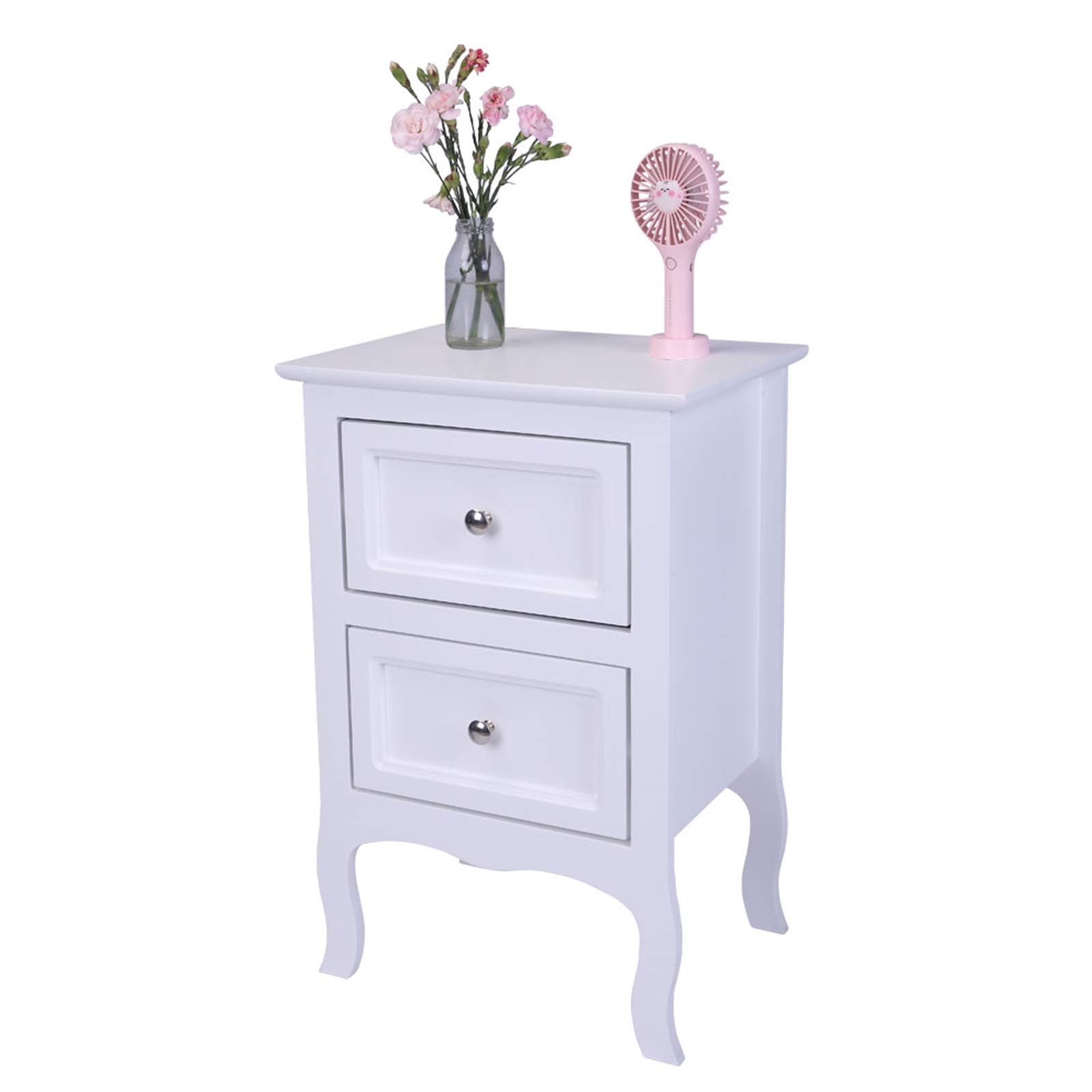 2pcs Country Style Two-Tier Nightstand Set - Large Bedside End Tables with Storage for Bedroom & Living Room - White - Perfect for Small Space Organization & Home Decor