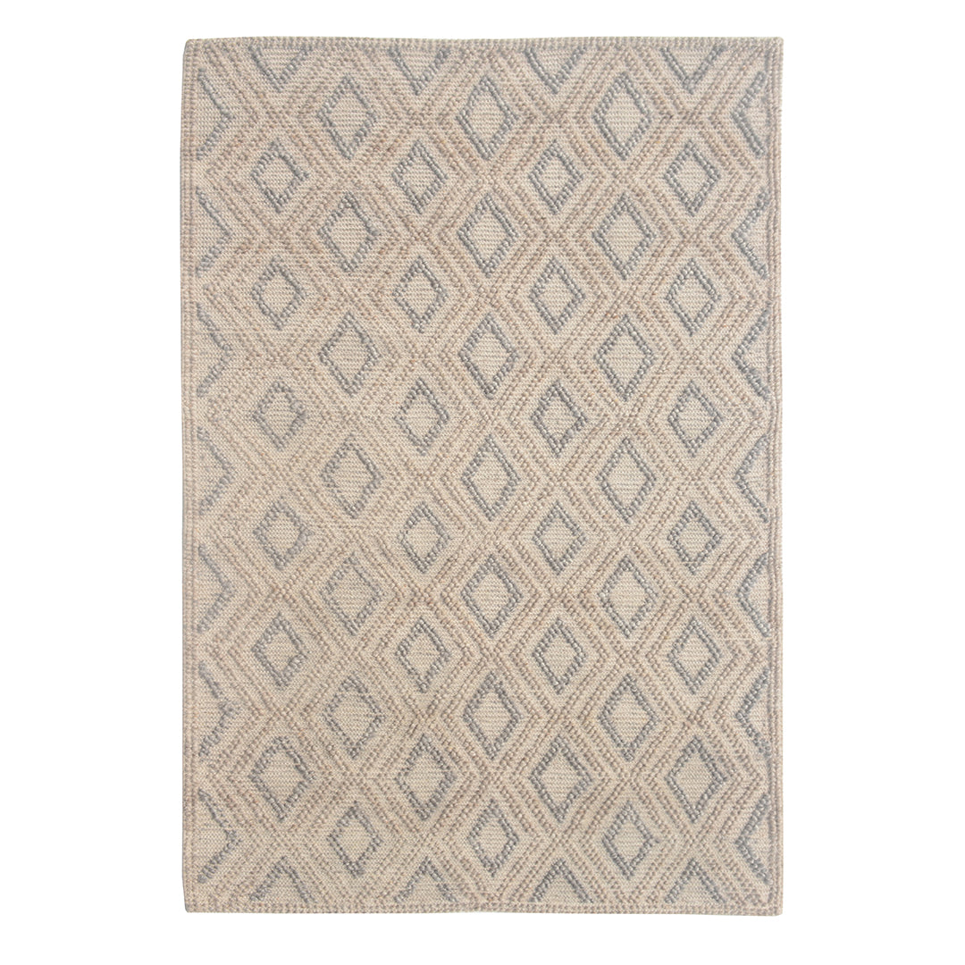 Chloe Natural Grey Diamond Rug - Handmade Wool Area Rug for Living Room, Bedroom & Office - Soft & Durable Home Decor