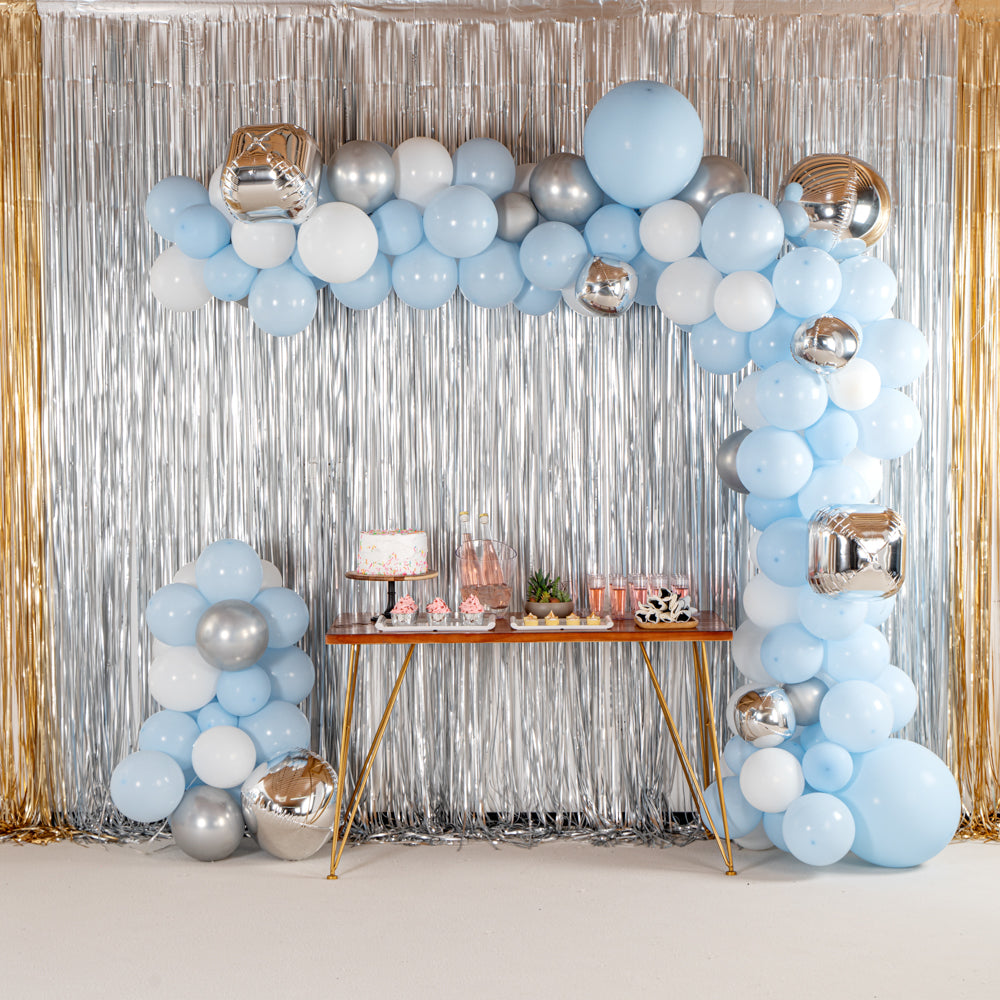 Balloonify Blue White Silver Balloon Arch Garland Kit - 142 Pieces for Party Decorations, Weddings, Birthdays & Events