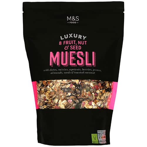 Marks and Spencer Super Luxury Fruit Muesli 600g - Premium Breakfast Cereal with Dried Fruits & Nuts - Perfect for Healthy Morning Meals & On-the-Go Snacking