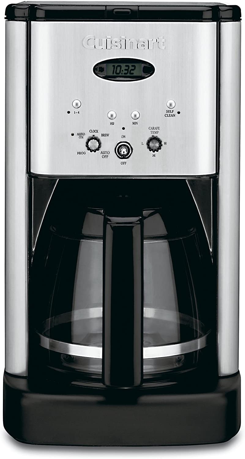 Cuisinart DCC-1200P1 12-Cup Programmable Coffee Maker with Glass Carafe - Brushed Chrome Finish for Home, Office & Kitchen Use