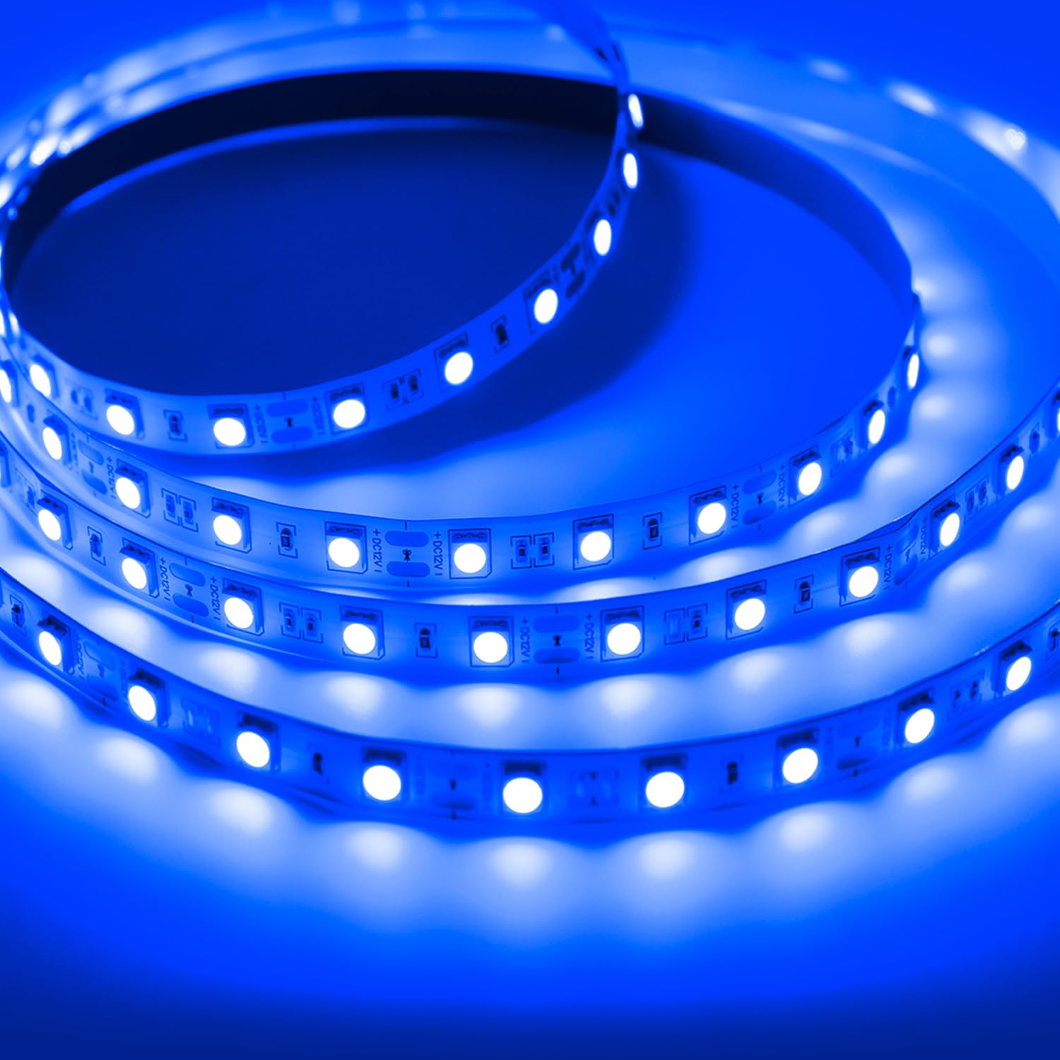 iNextStation 16.4ft Blue LED Strip Lights 12V Flexible 5050 Tape Light with 300 LEDs - Cuttable Waterproof Lighting for Bedroom, Kitchen, Cabinet, Mirror Decor (Power Adapter Not Included) | Perfect for Home Accent Lighting, Under Cabinet Illumination, and DIY Projects