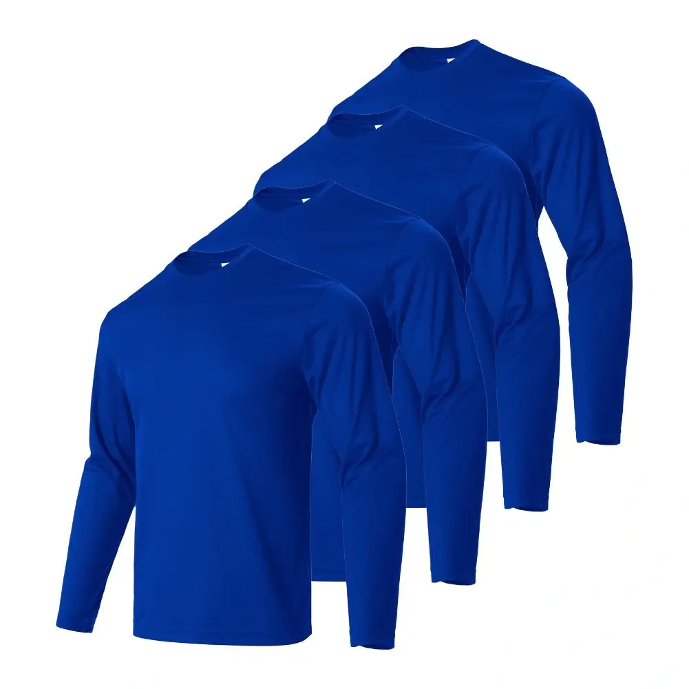 4 Pack Men's Performance Long Sleeve T-Shirts - Moisture Wicking, Quick Dry Workout Shirts for Running, Gym & Outdoor Activities