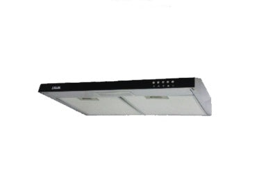 Ellane 60cm/90cm Slimline Hood with Black Panel EH 9160 + Ellane EB 338SV 76cm 3 Burner Gas Cooker - Modern Kitchen Ventilation System for Home Cooking & Baking