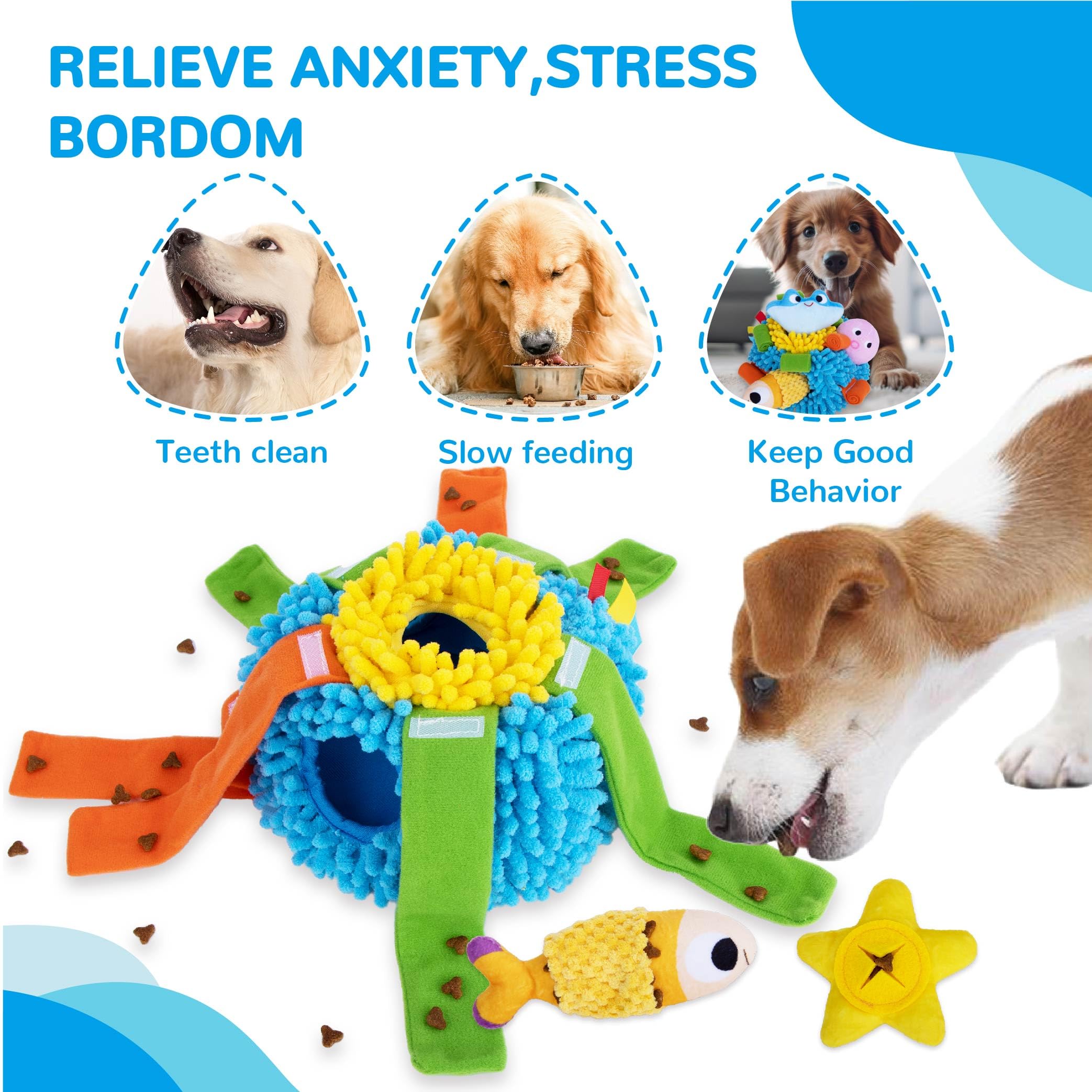 Interactive Squeaky Dog Snuffle Toys - Hide & Seek Puzzle Plush for Small & Medium Dogs | Mental Stimulation & Enrichment Treat Toys | Perfect for Indoor Play, Training, and Anxiety Relief