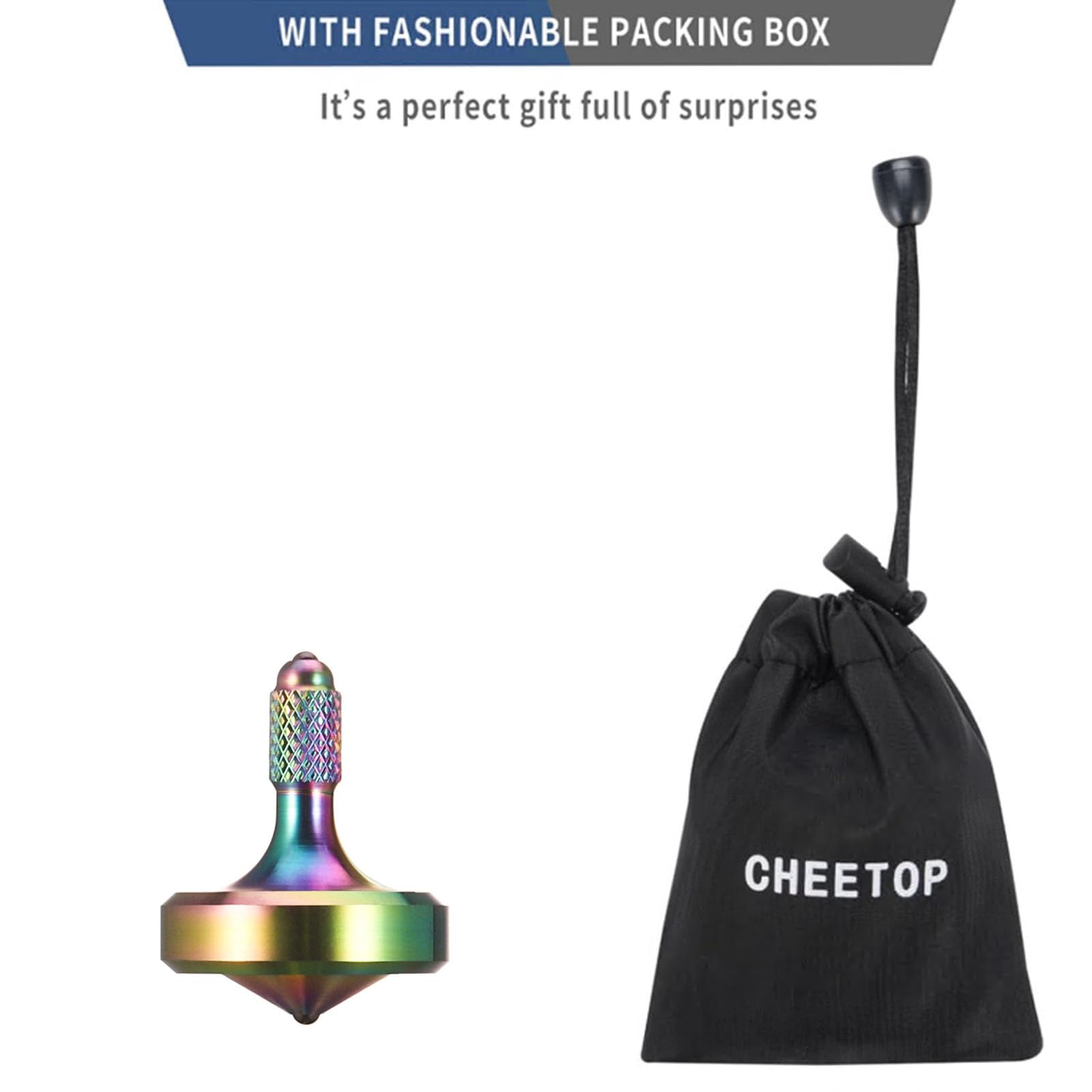 Premium Stainless Steel Spinning Top - High Precision Machined Fidget Desk Toy for Adults & Kids - 29mm Large Iridescent Design with 9+ Minute Spin Time - Perfect for Office Stress Relief, Focus Aid, and Fun Gift Idea