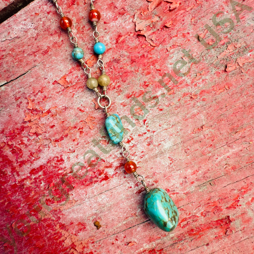 925 Sterling Silver Turquoise Gemstone Y Necklace for Women | Elegant Boho Jewelry Gift for Her | Perfect for Parties, Weddings & Everyday Wear