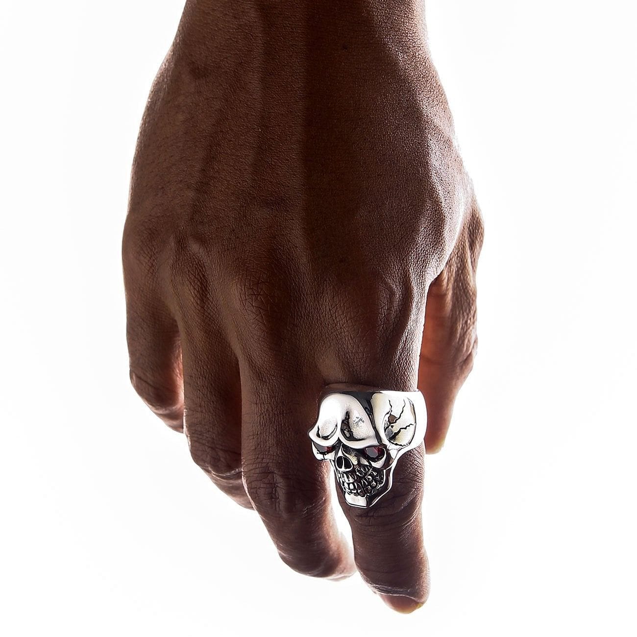 Stylish Skull Sterling Silver Ring with Red Eyes - Gothic Jewelry for Men & Women - Perfect for Halloween, Parties, and Edgy Fashion