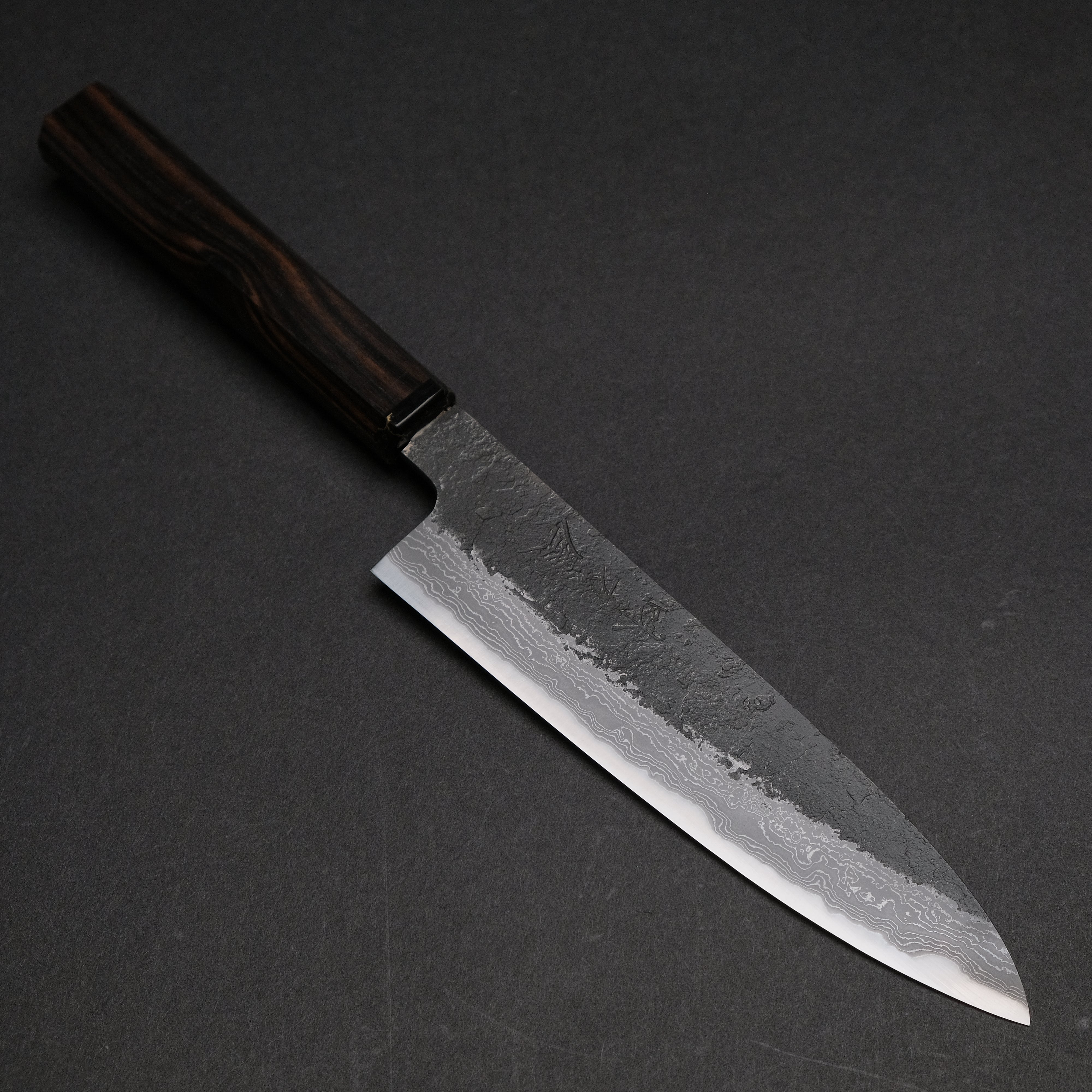 Premium Ajikataya White #2 Nashiji Damascus 150mm Petty Knife with Ebony & TQP Handle (#63) - Perfect for Slicing, Dicing, and Precision Kitchen Tasks