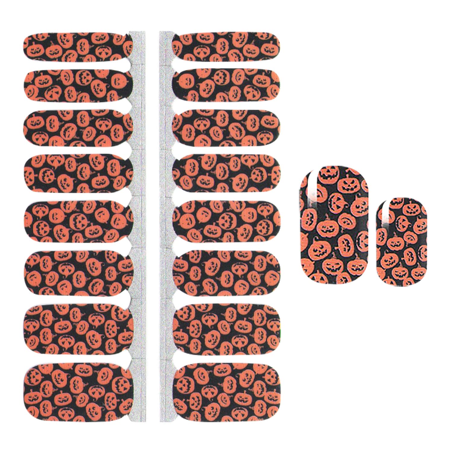 Halloween Nail Wraps for Women - 5 Sheets Self-Adhesive Nail Polish Strips with Skull, Pumpkin & Ghost Designs - Gel Nail Art Stickers Kit Includes Nail File - Perfect for Halloween Parties, Costume Events & Spooky Nail Art